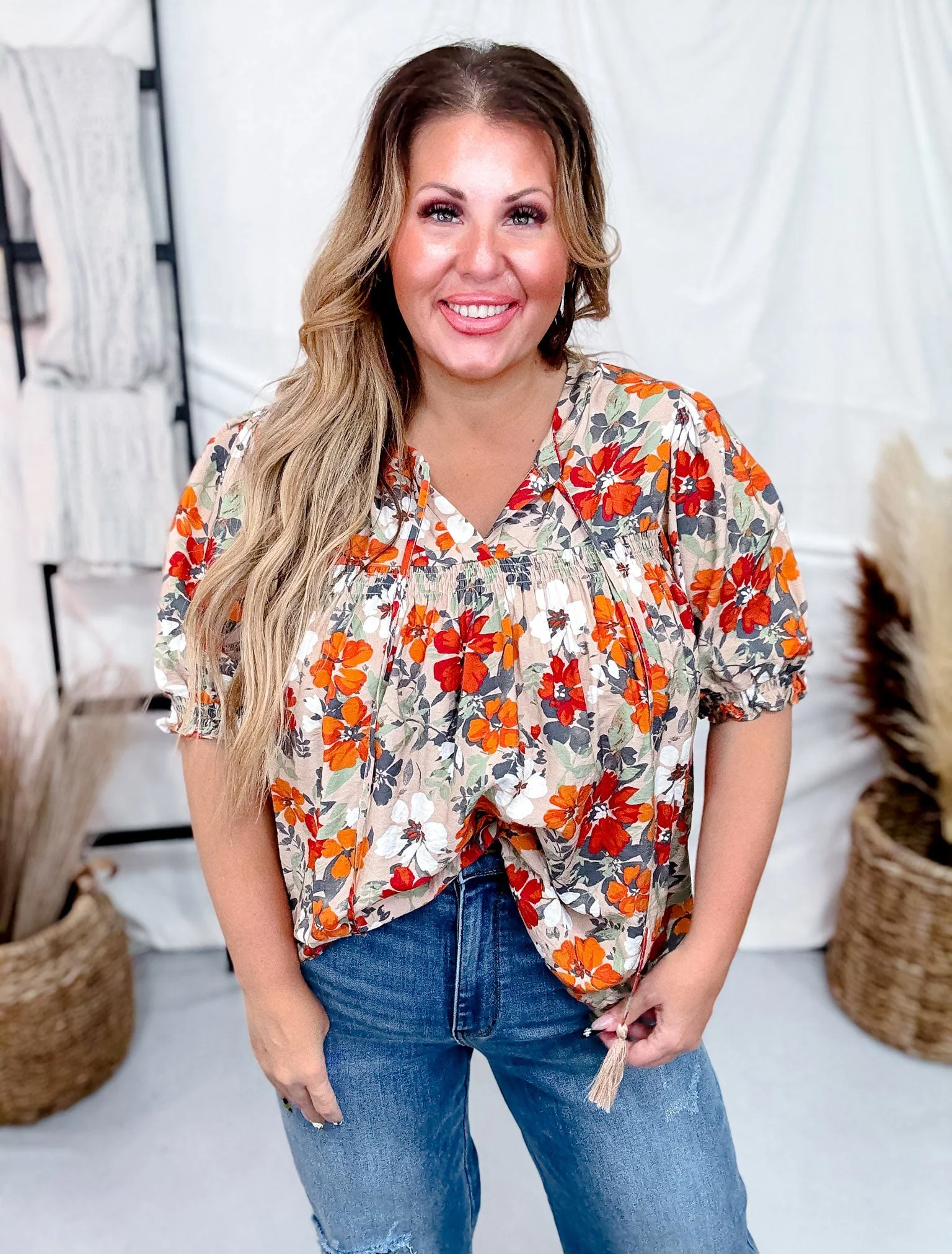 Flower Printed Short Sleeve Blouse FINAL SALE - Image 9