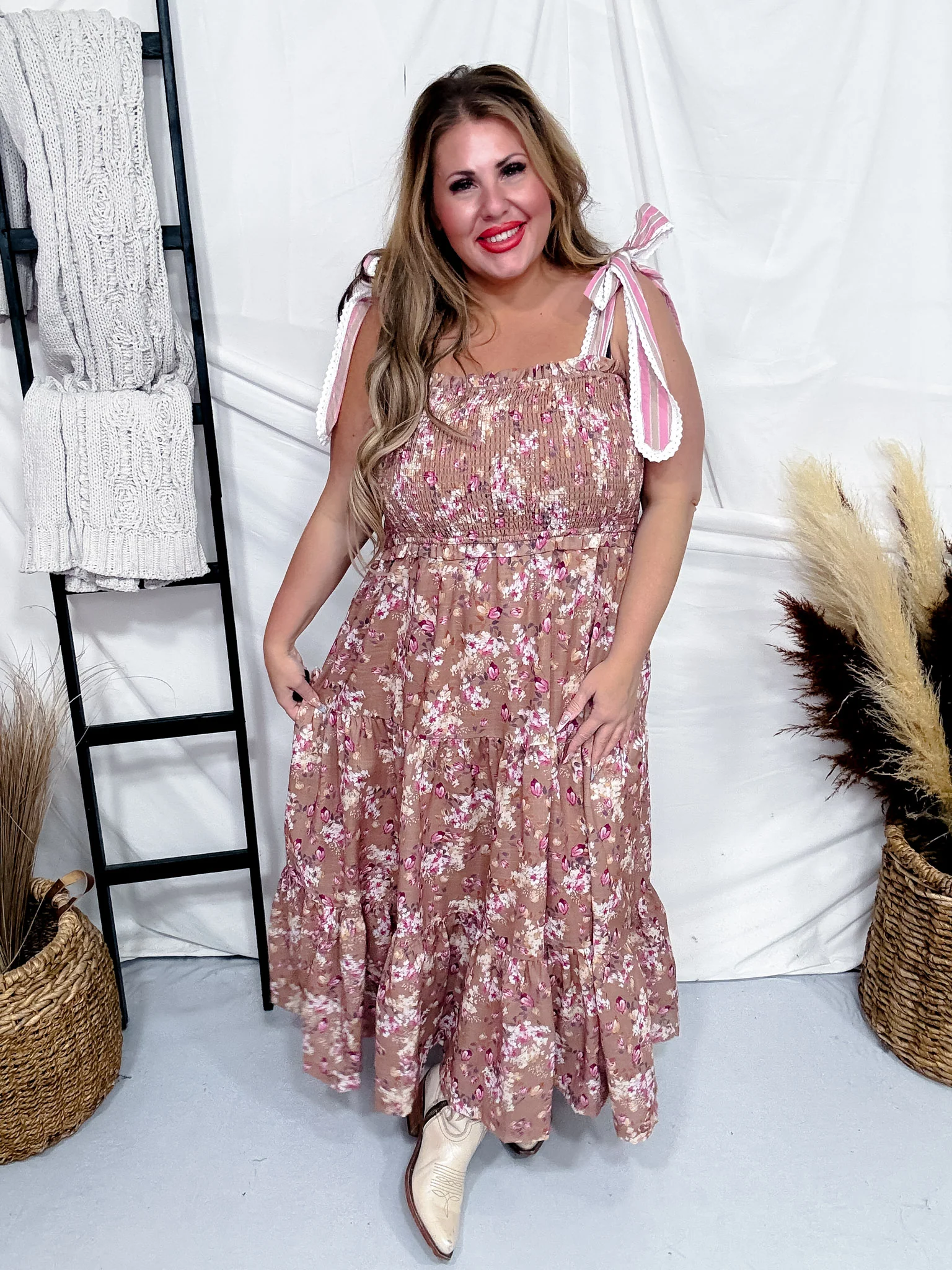 Garden Floral Maxi Dress with Tie Straps FINAL SALE - Image 8