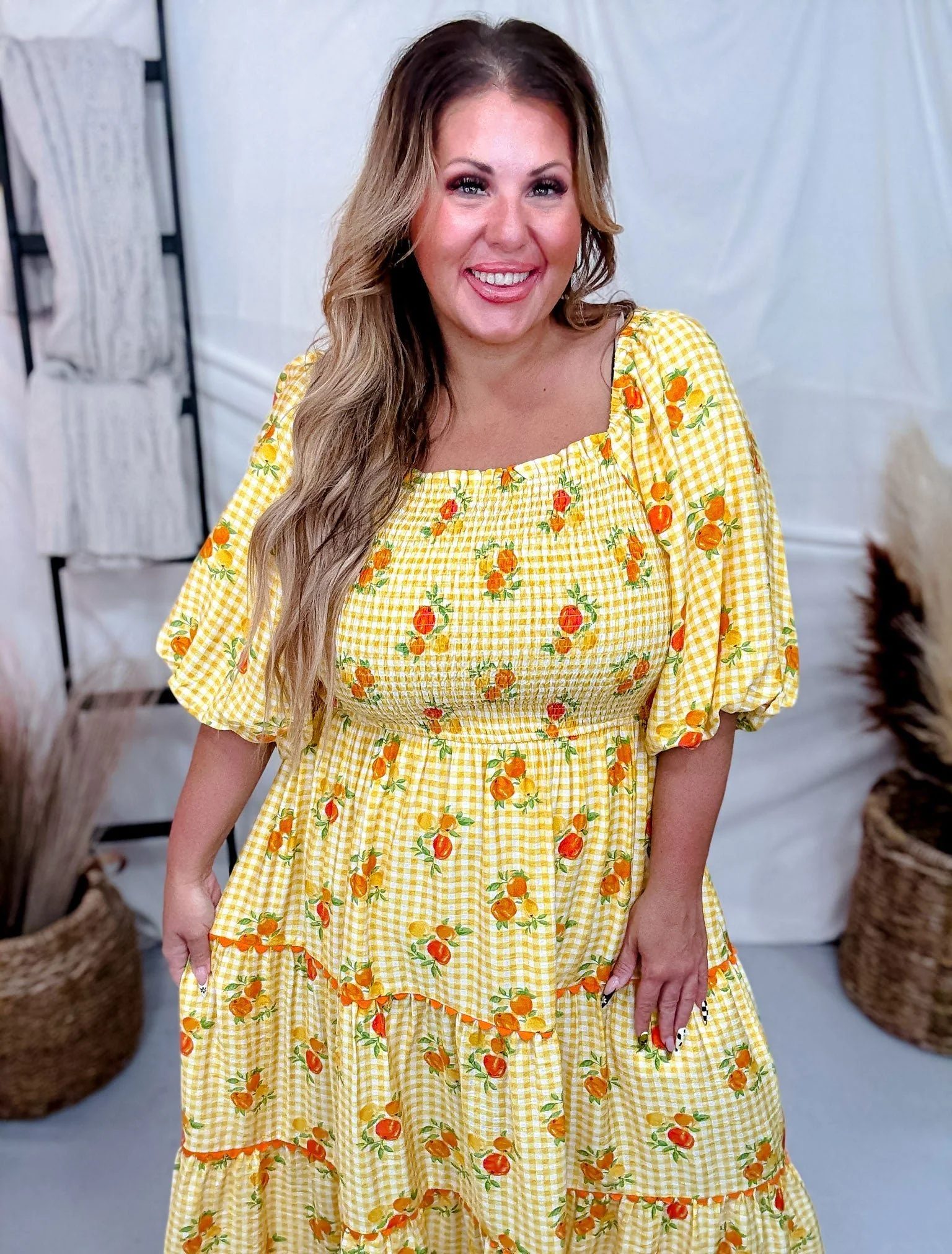 Garden Party Midi Dress With Smocked Top And Bubble Sleeves FINAL SALE - Image 8