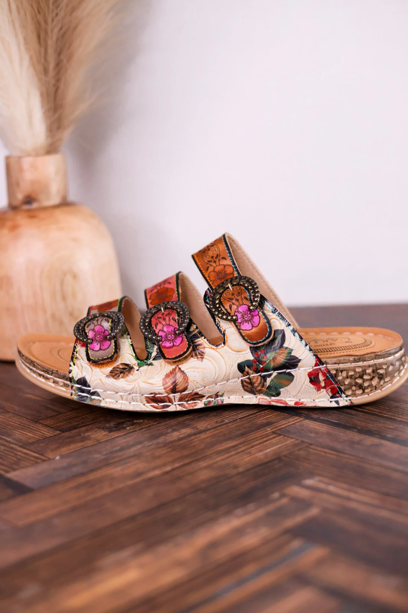 Gotta Have It Multicolored Embossed Leather Sandals - Image 6