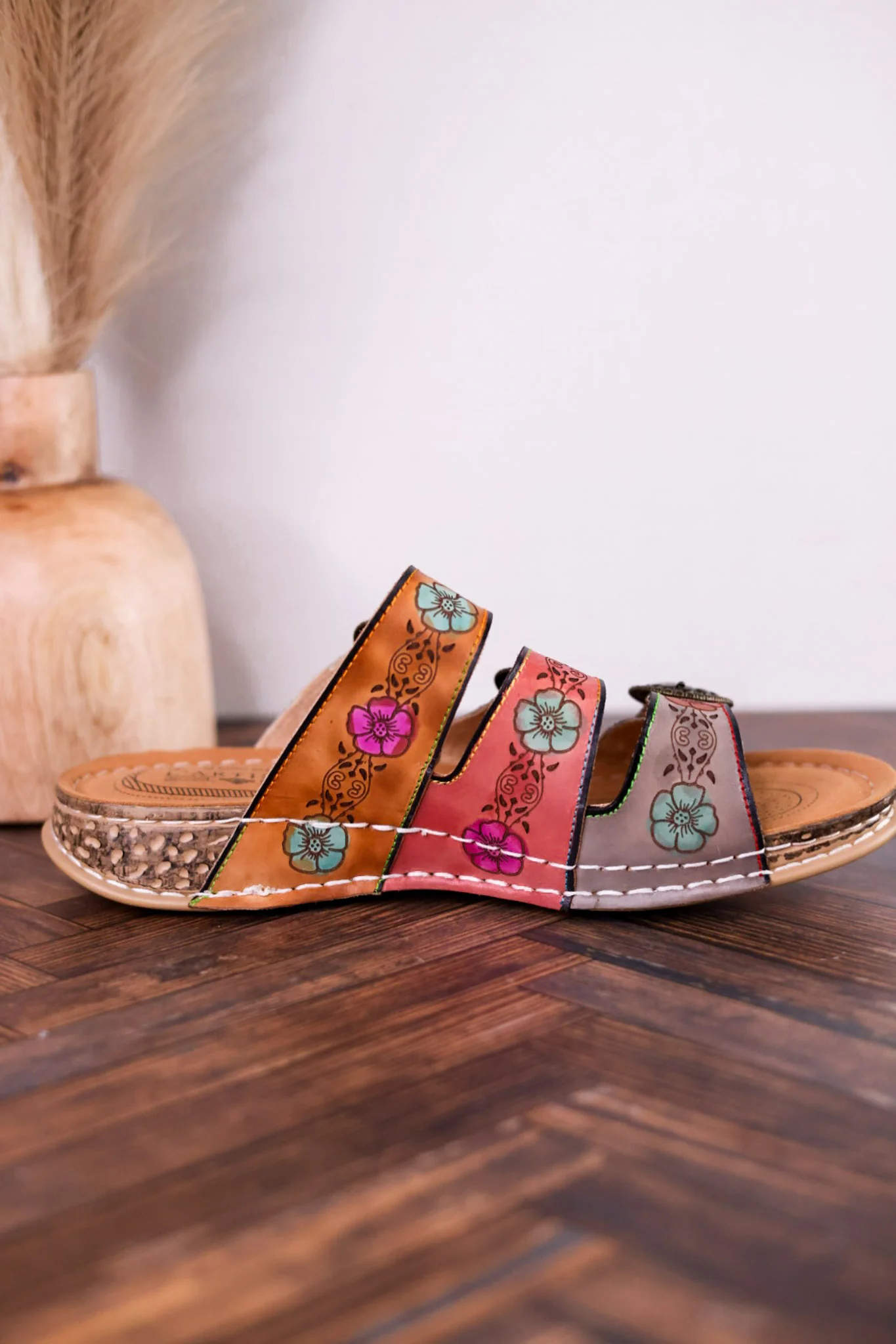 Gotta Have It Multicolored Embossed Leather Sandals - Image 8