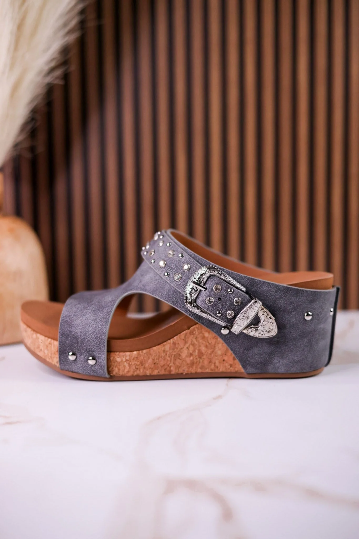 Gray "Dolly" Wedges With Rhinestone Accents - Image 5