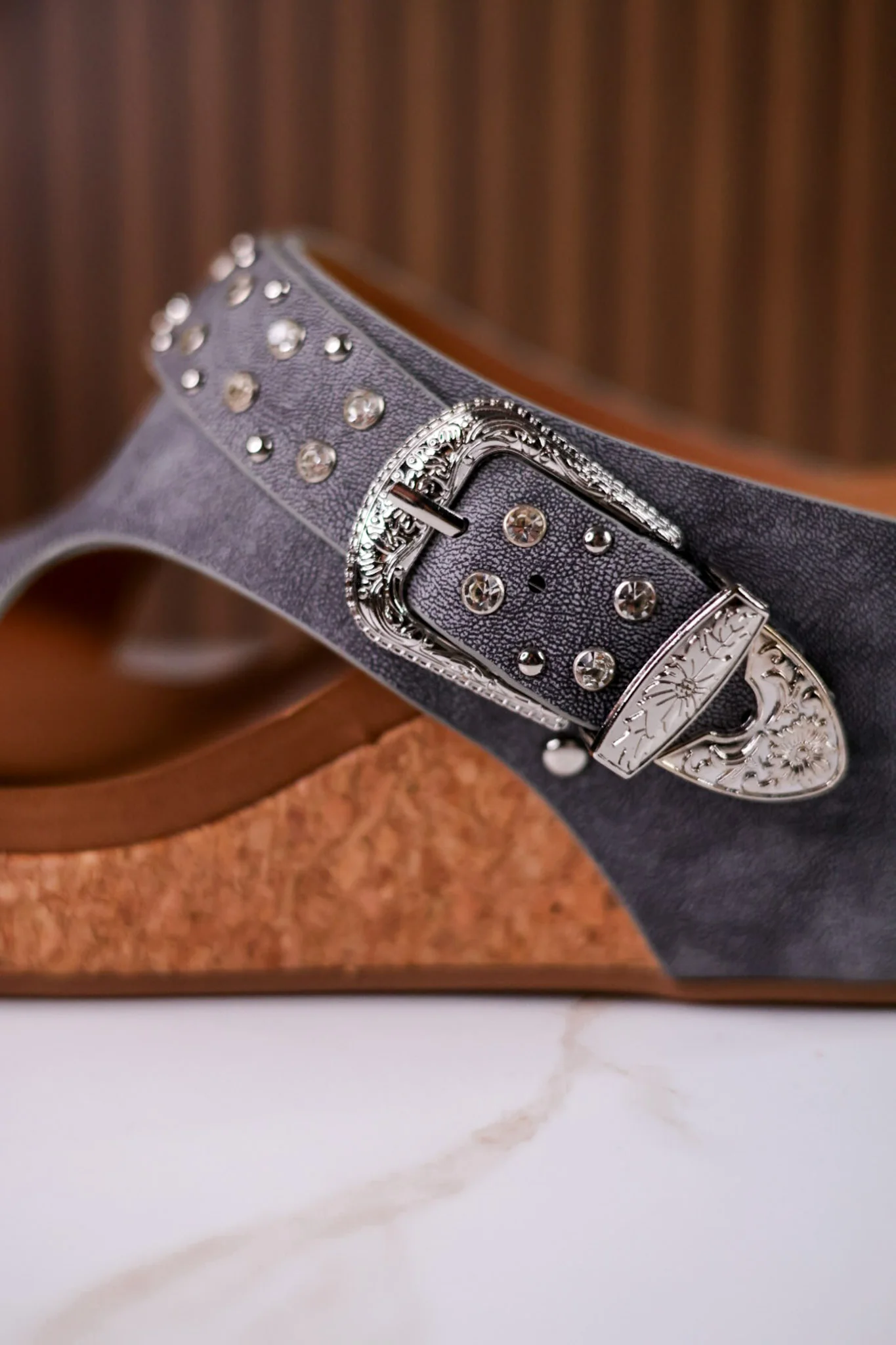 Gray "Dolly" Wedges With Rhinestone Accents - Image 6