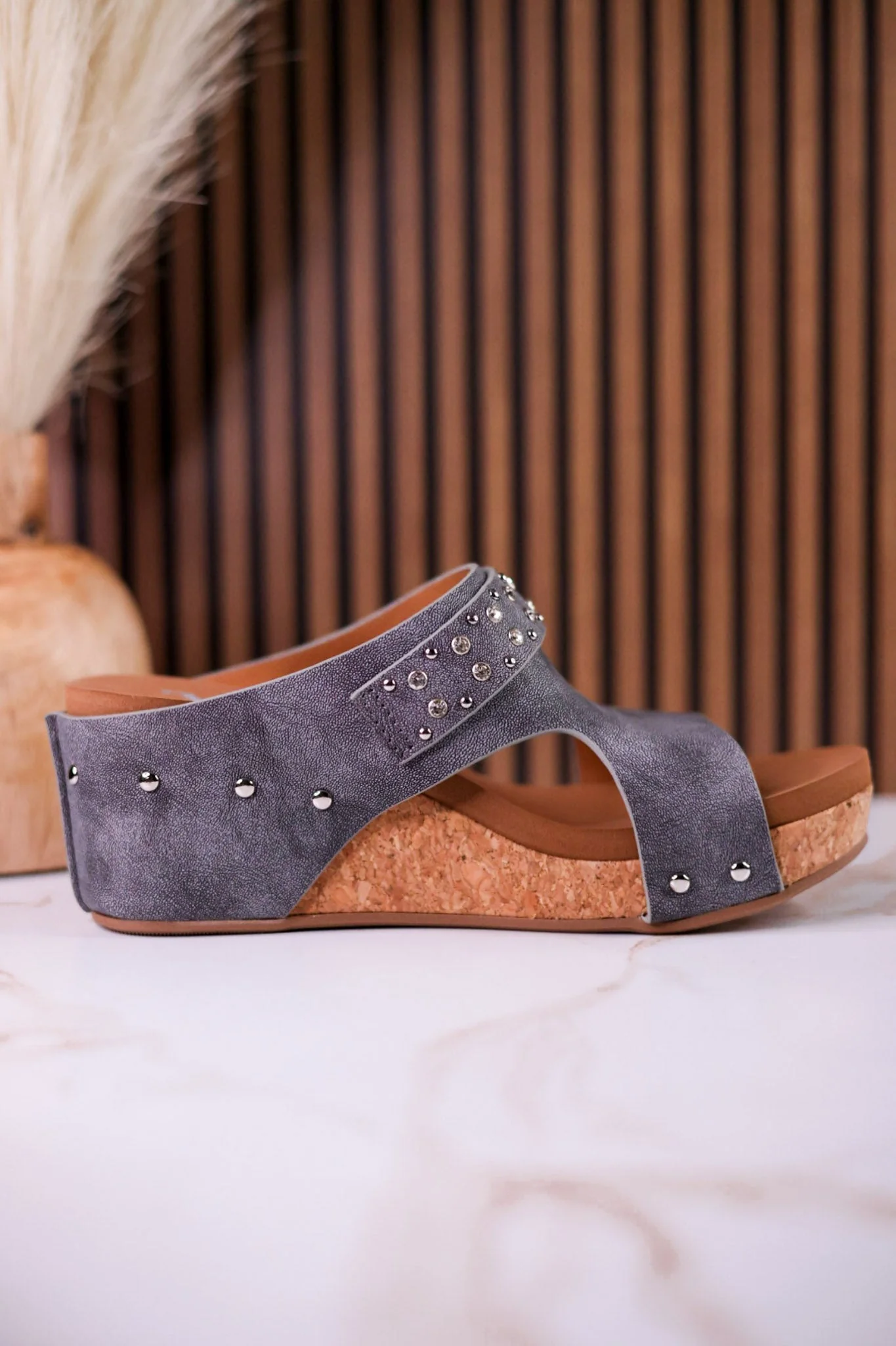 Gray "Dolly" Wedges With Rhinestone Accents - Image 8