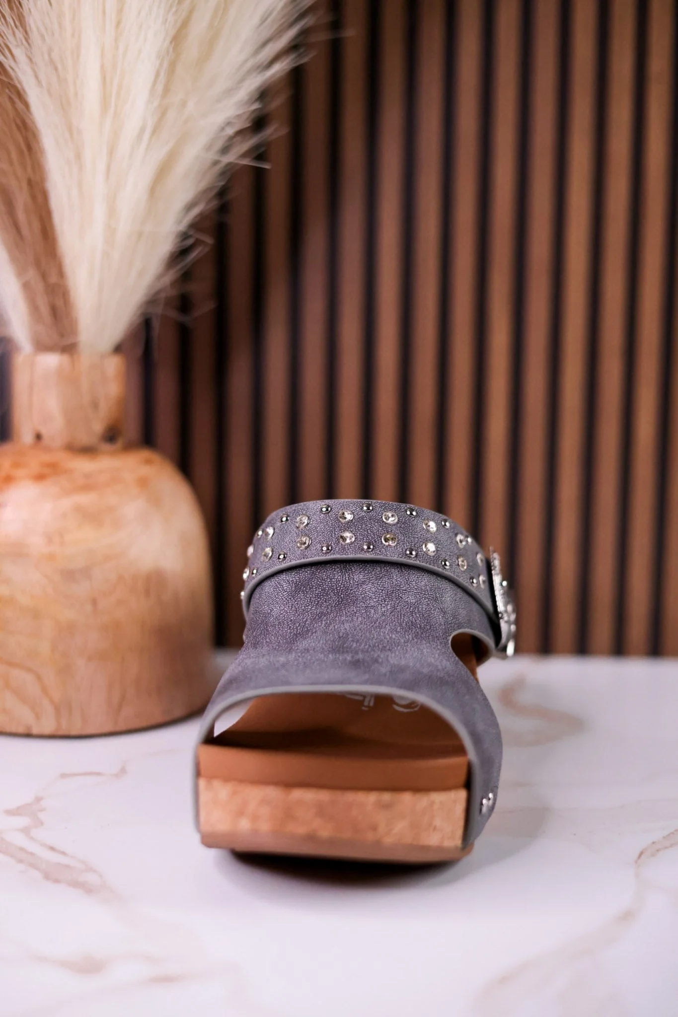 Gray "Dolly" Wedges With Rhinestone Accents - Image 9