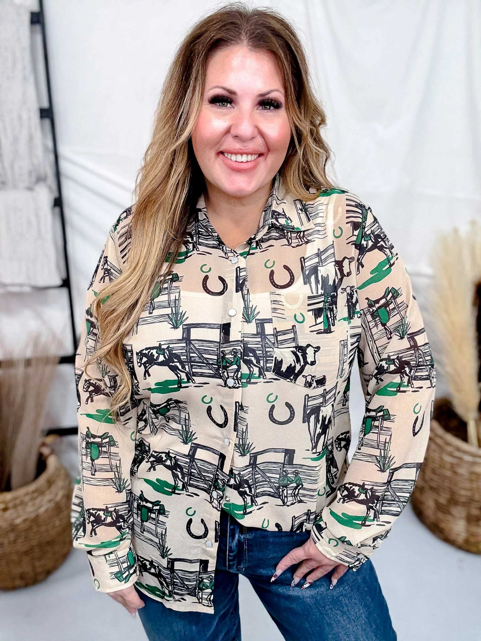 Greener Pastures Long Sleeve Button Down Western Top FINAL SALE - Image 7