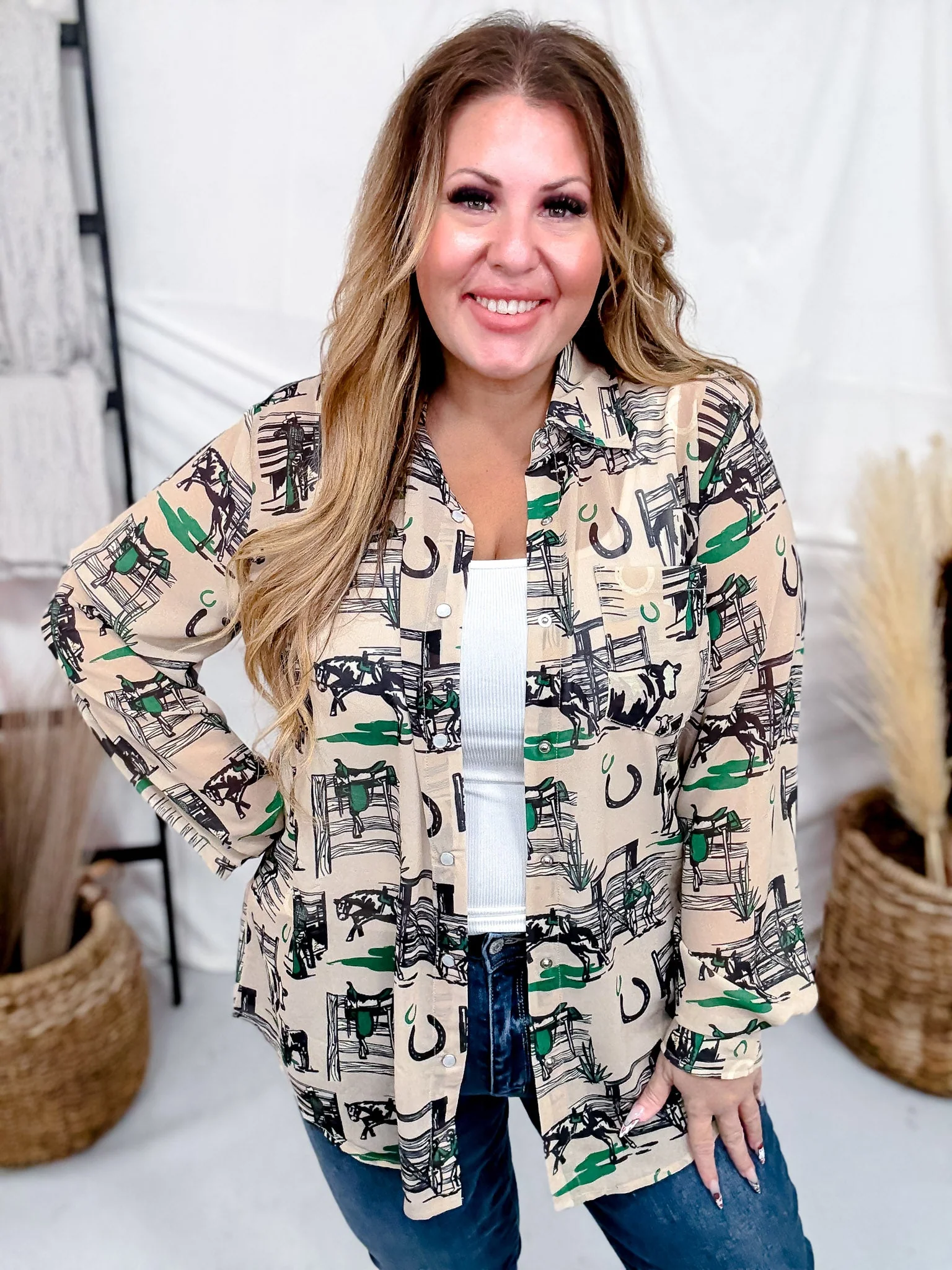 Greener Pastures Long Sleeve Button Down Western Top FINAL SALE - Image 8