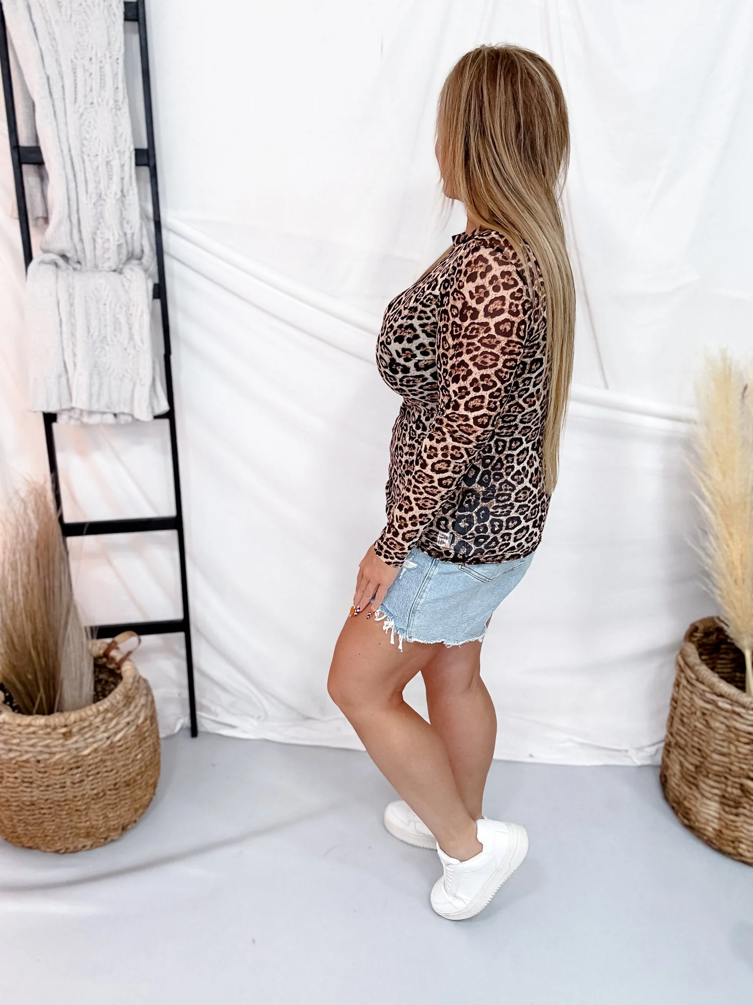 Hear Me Roar Leopard Print Long Sleeve Mesh Top - Image 6