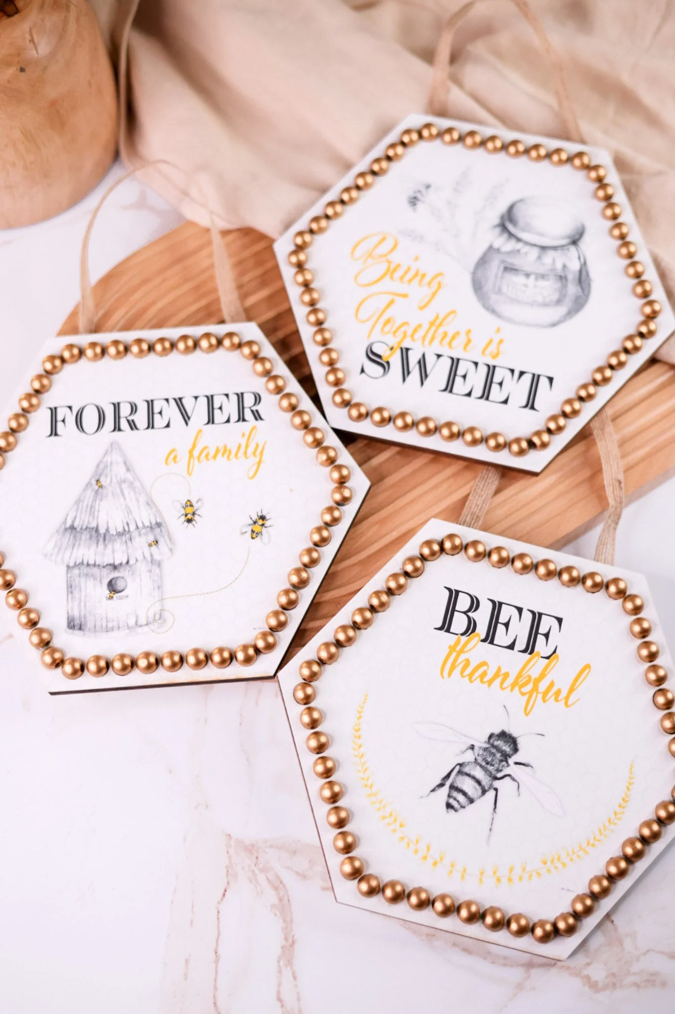 Hexagonal Bee Themed Wall Art (3 Styles) FINAL SALE - Image 5