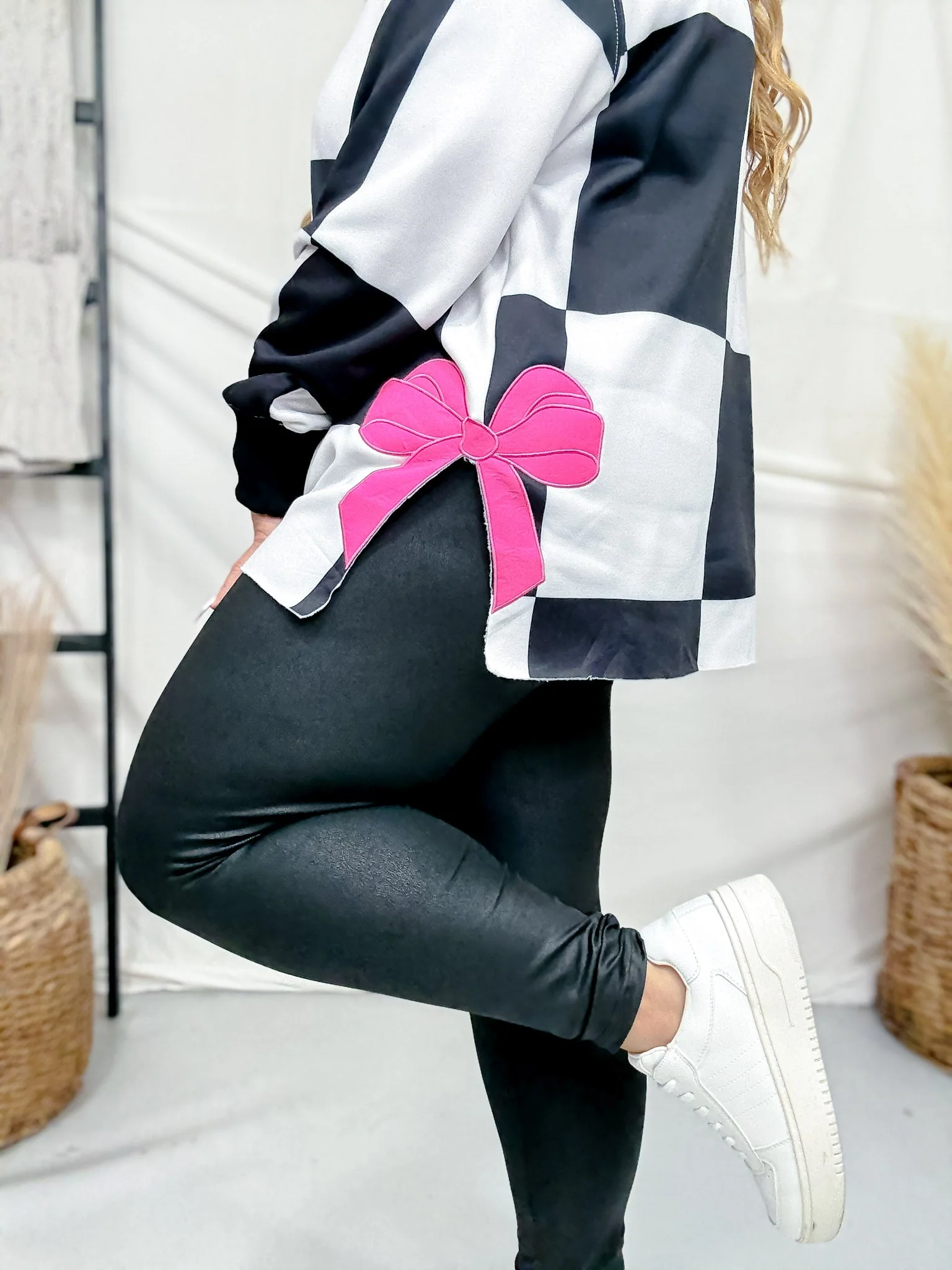 High-Waist Solid Black Leggings W/ Wide Yoga Waistband FINAL SALE - Image 3