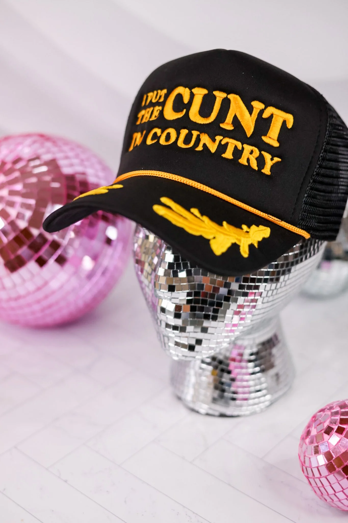 I Put The C*nt In Country Embroidered Trucker Hat - Image 4