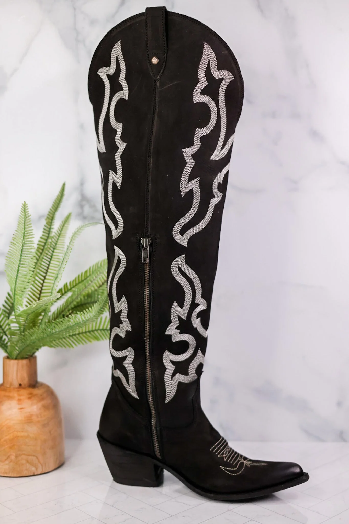 Indira Nobuck Grease Negro Over-Knee Boots - Image 4