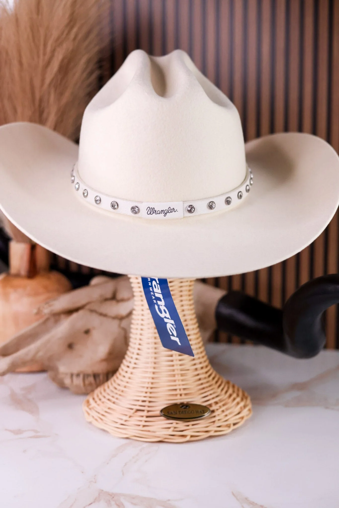 Wrangler Ivory Cowboy Hat With Rhinestone Band - Image 5