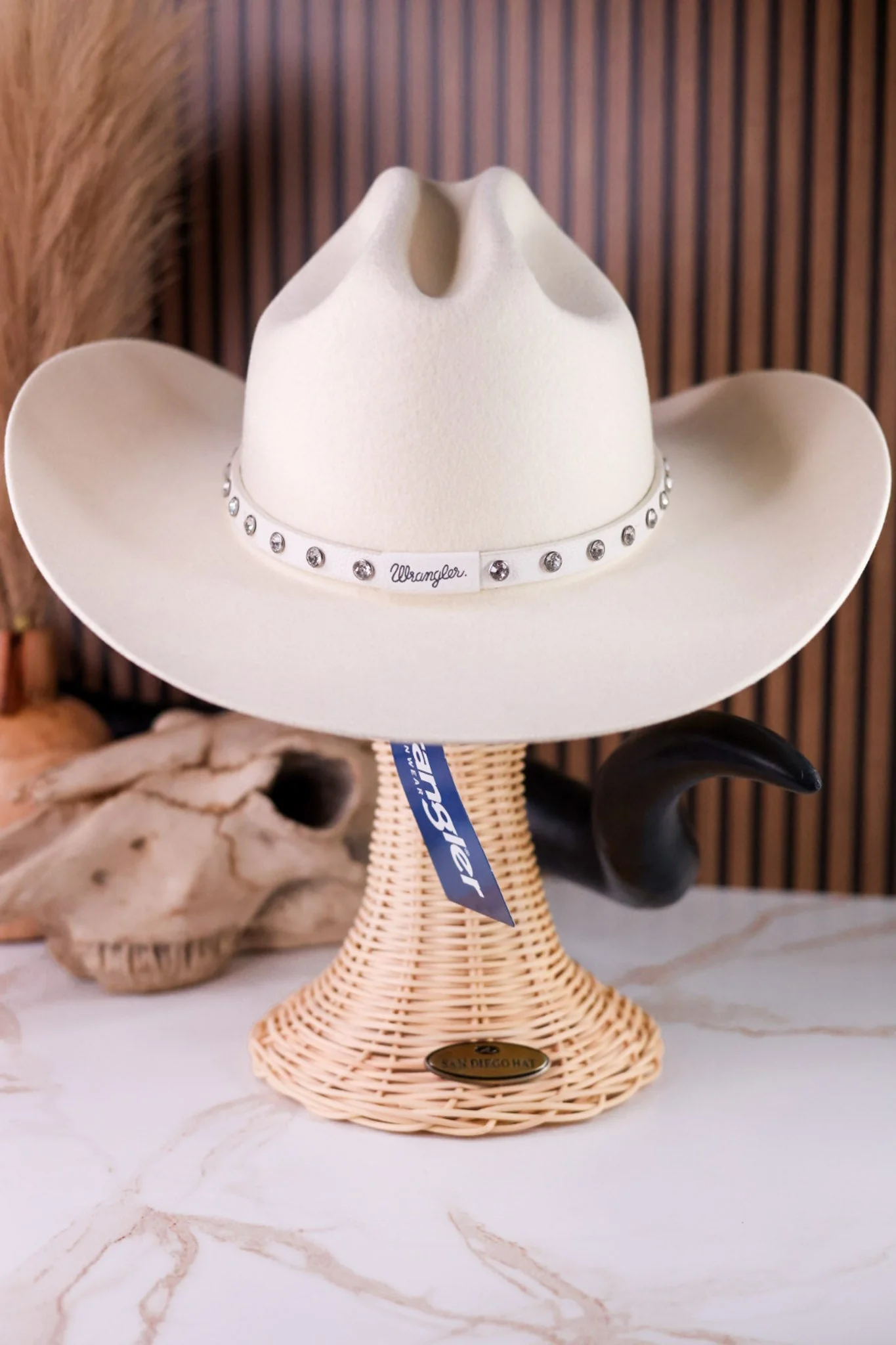 Wrangler Ivory Cowboy Hat With Rhinestone Band - Image 6