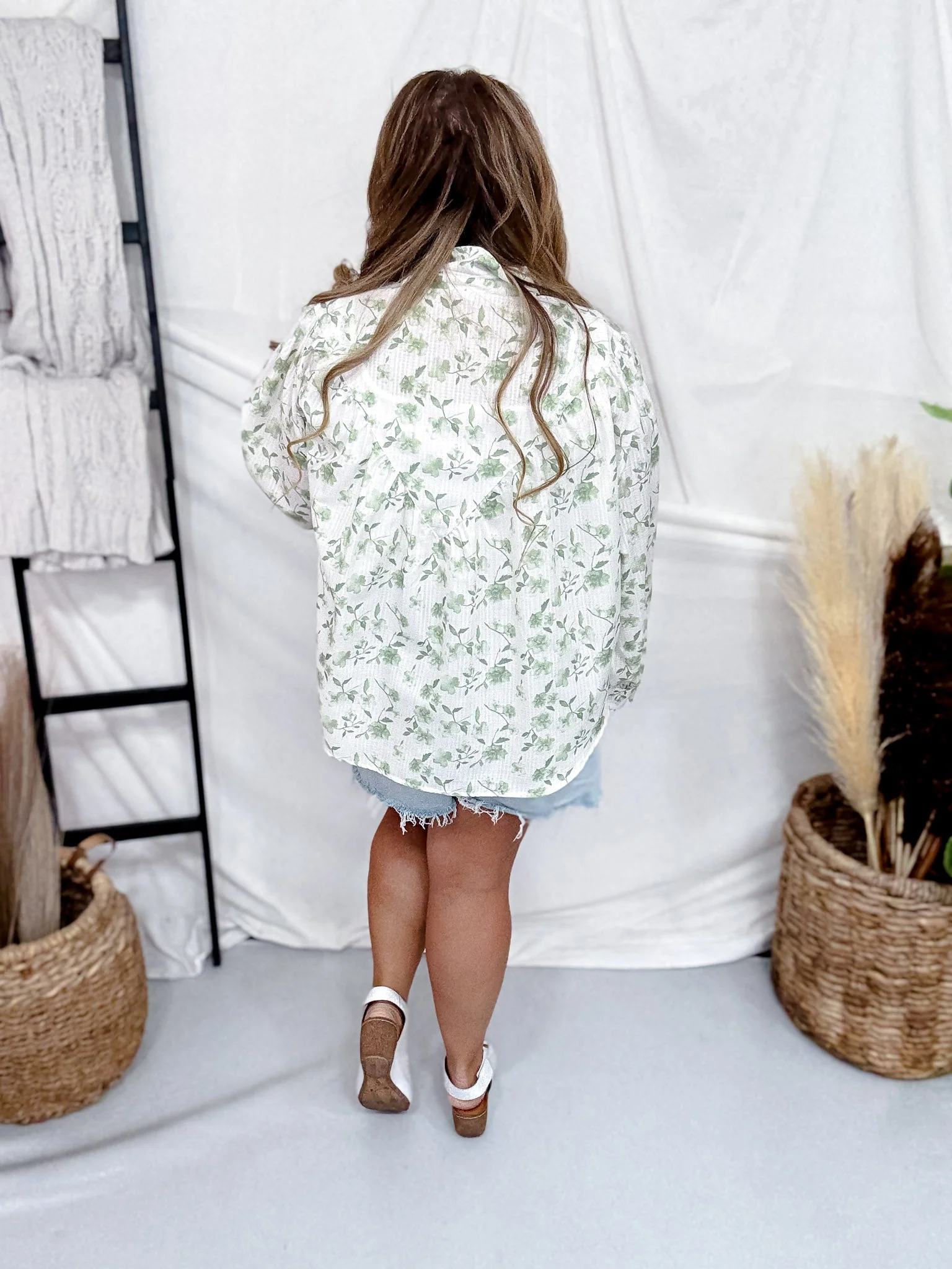 Ivory & Olive Floral Button Down Shirt FINAL SALE - Image 7