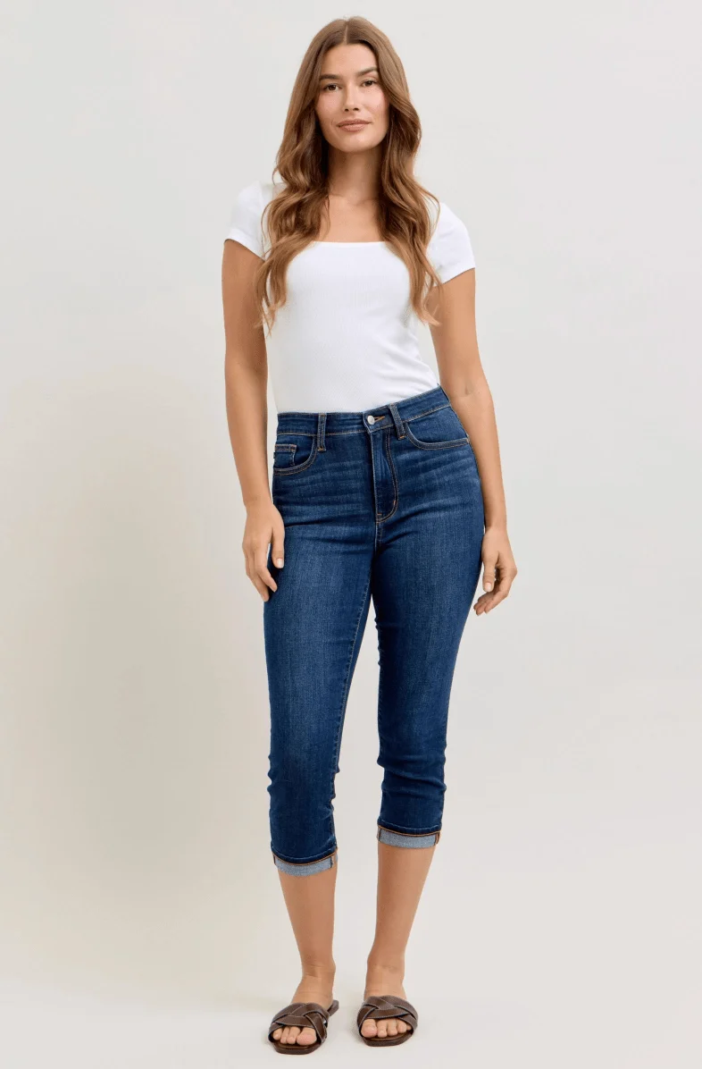 Judy Blue High-Waist Skinny Capris w/ Single Cuff - Image 10