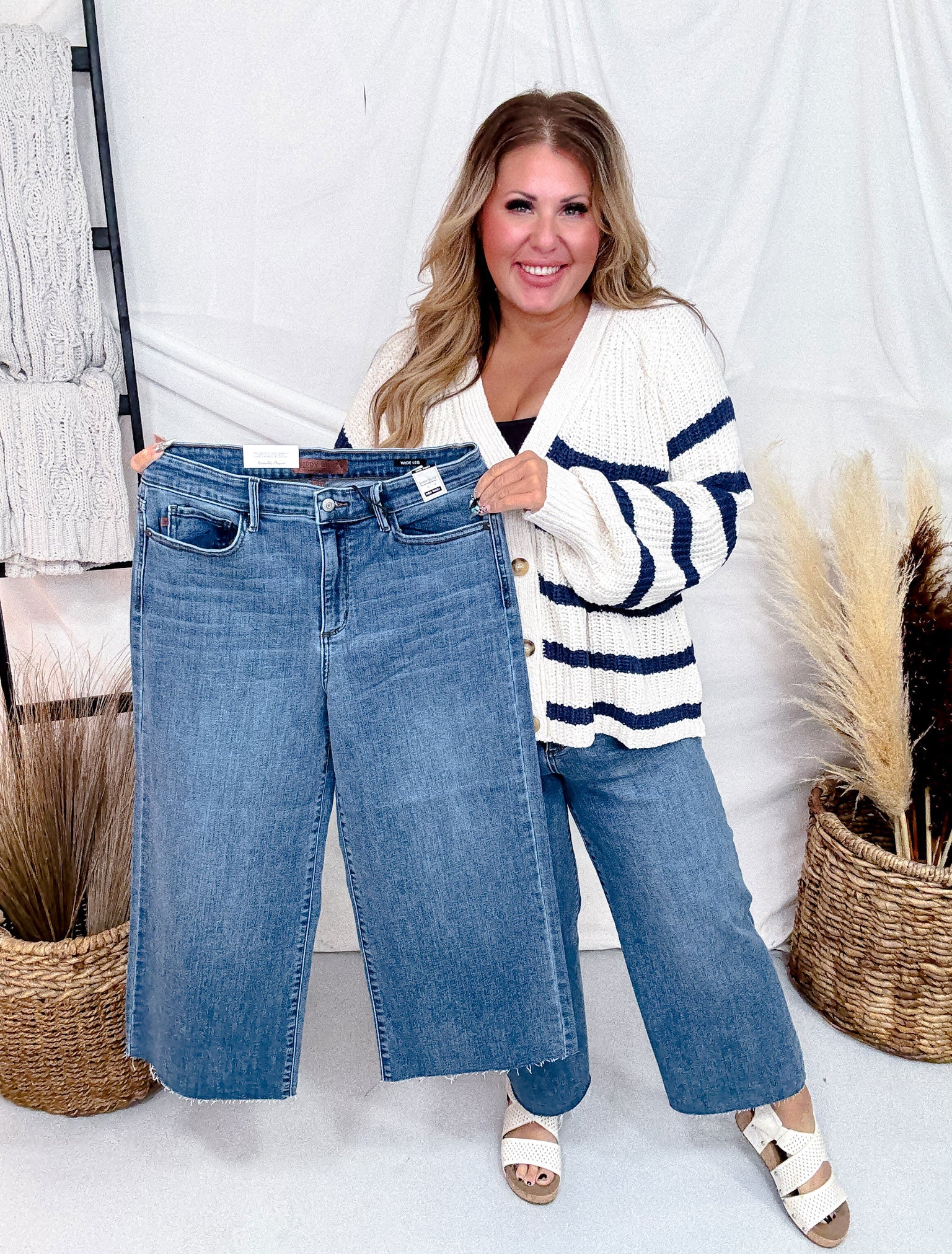 Judy Blue High Waist Cropped Wide Leg Raw Hem Jeans FINAL SALE - Image 5
