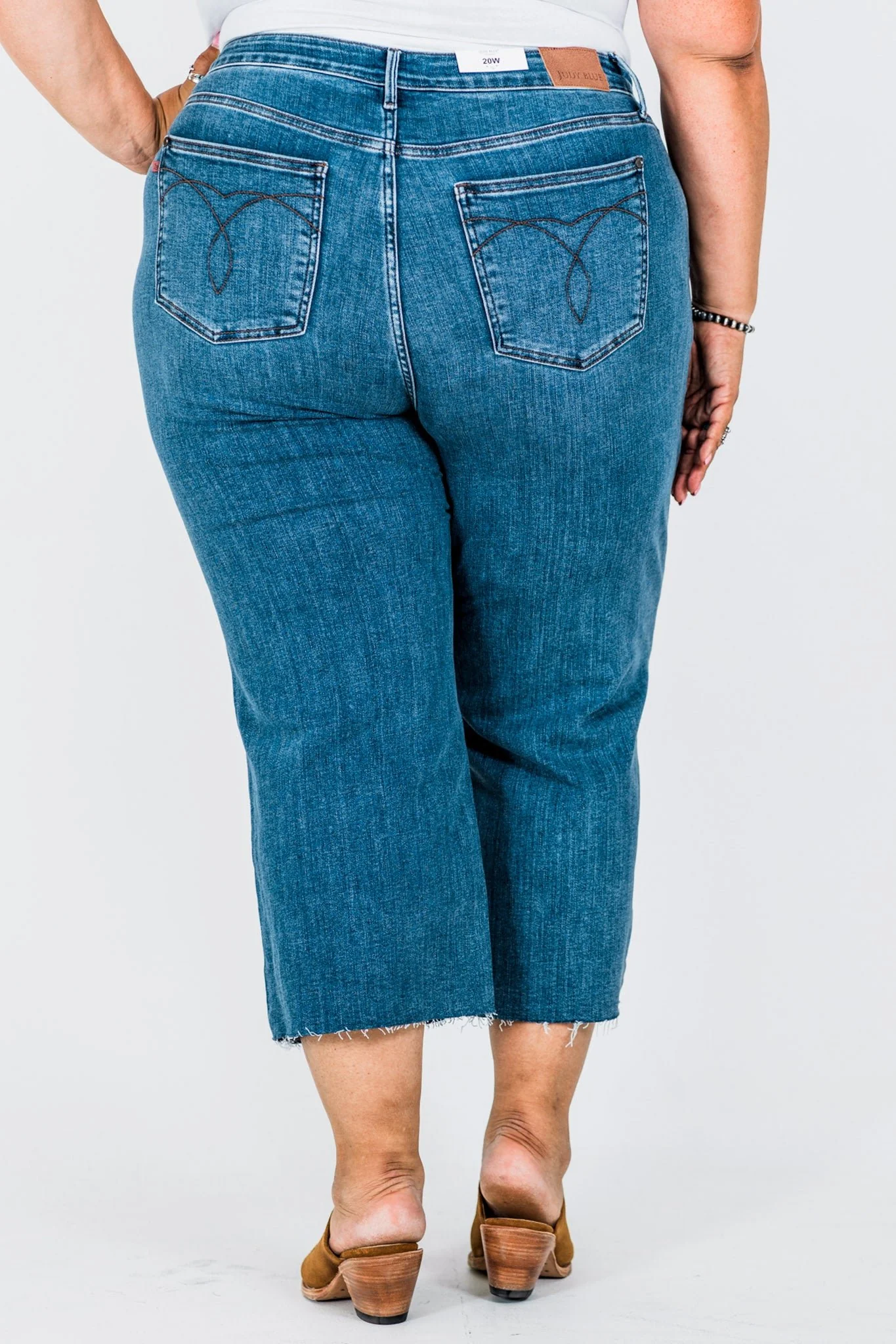 Judy Blue High Waist Cropped Wide Leg Raw Hem Jeans FINAL SALE - Image 8