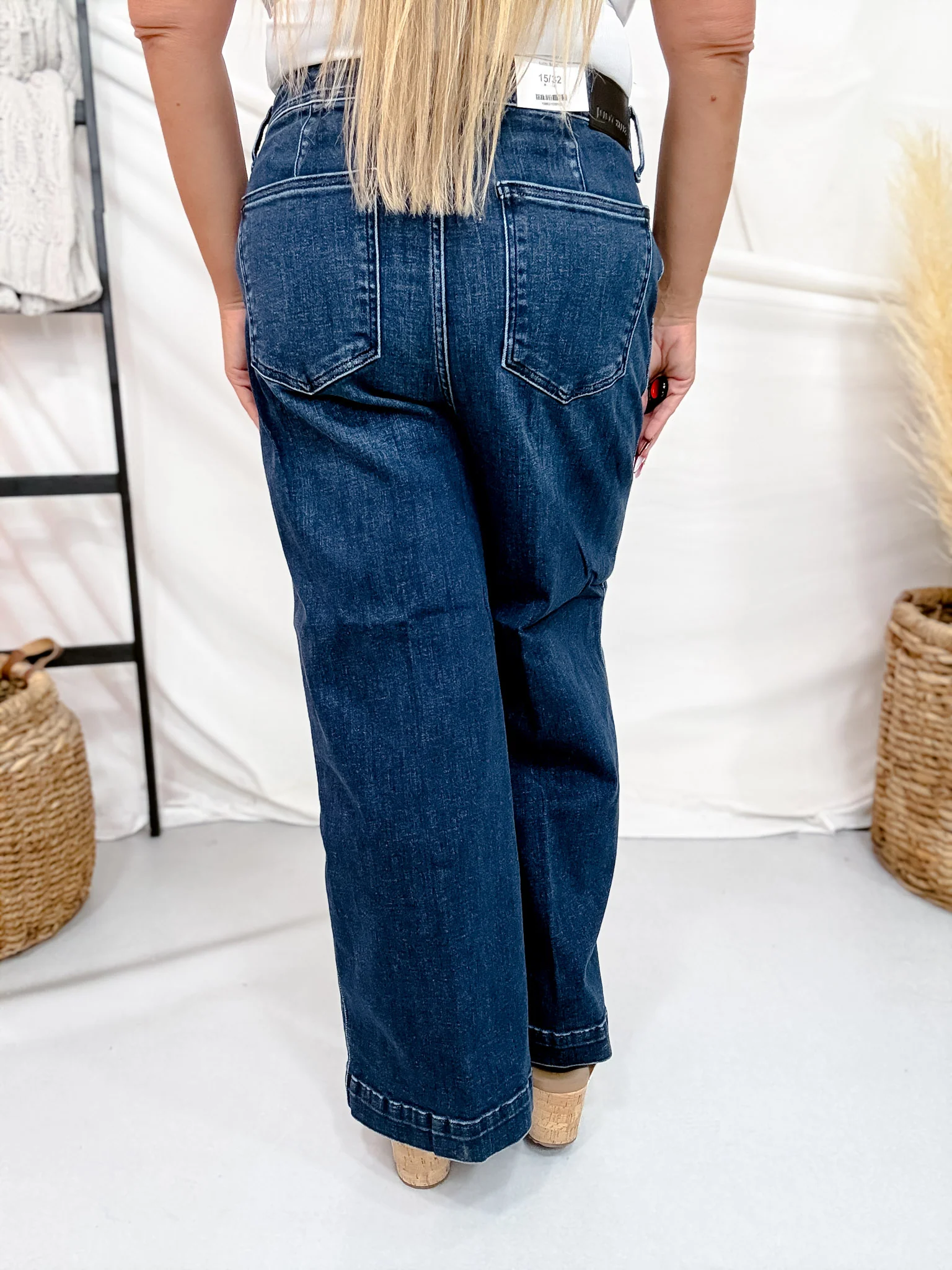 Judy Blue High Waist Dark Wash Trouser Style Ankle Wide - Image 5