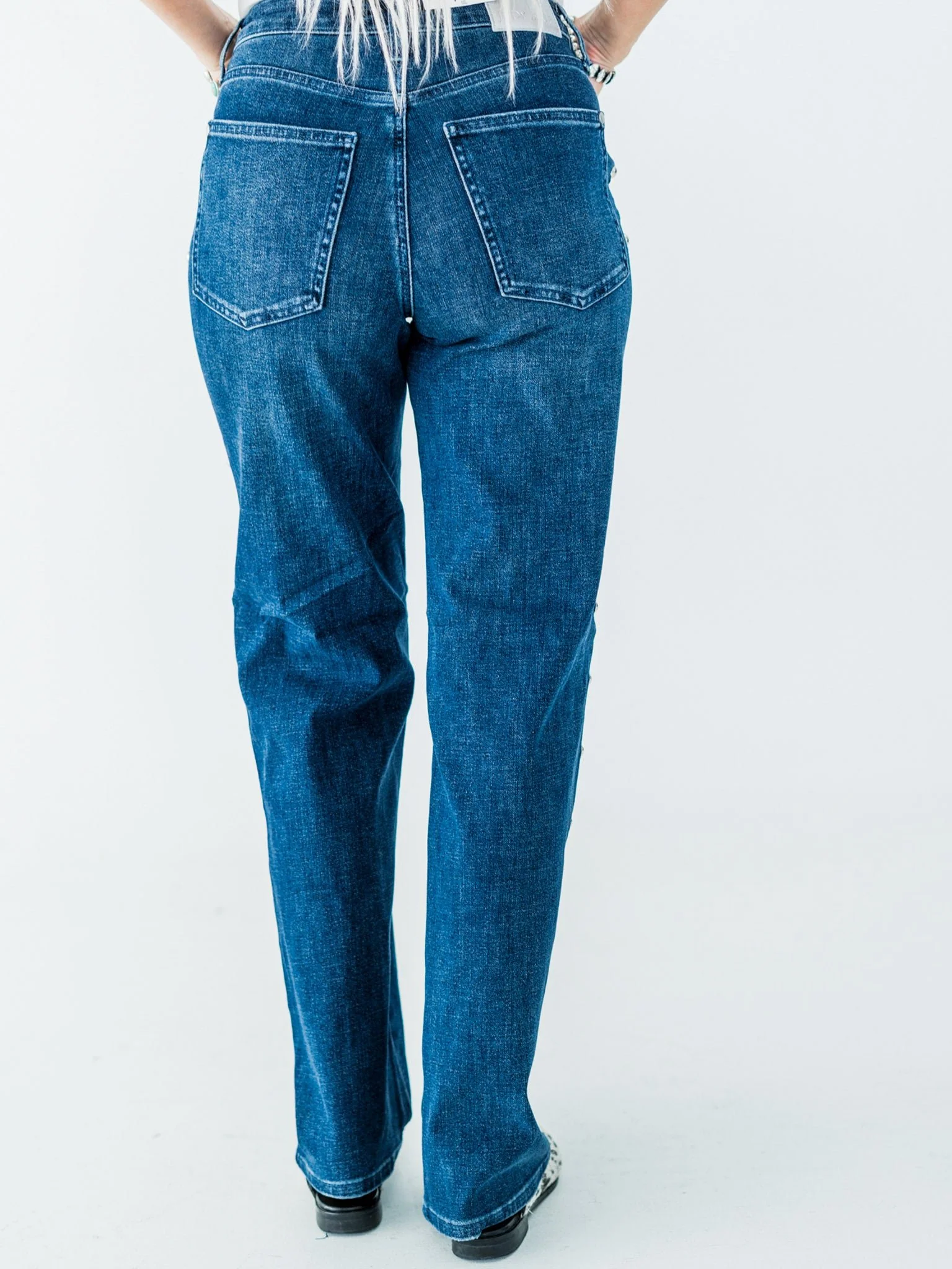Judy Blue High-Waist Dome Studded Straight Jeans FINAL SALE - Image 5