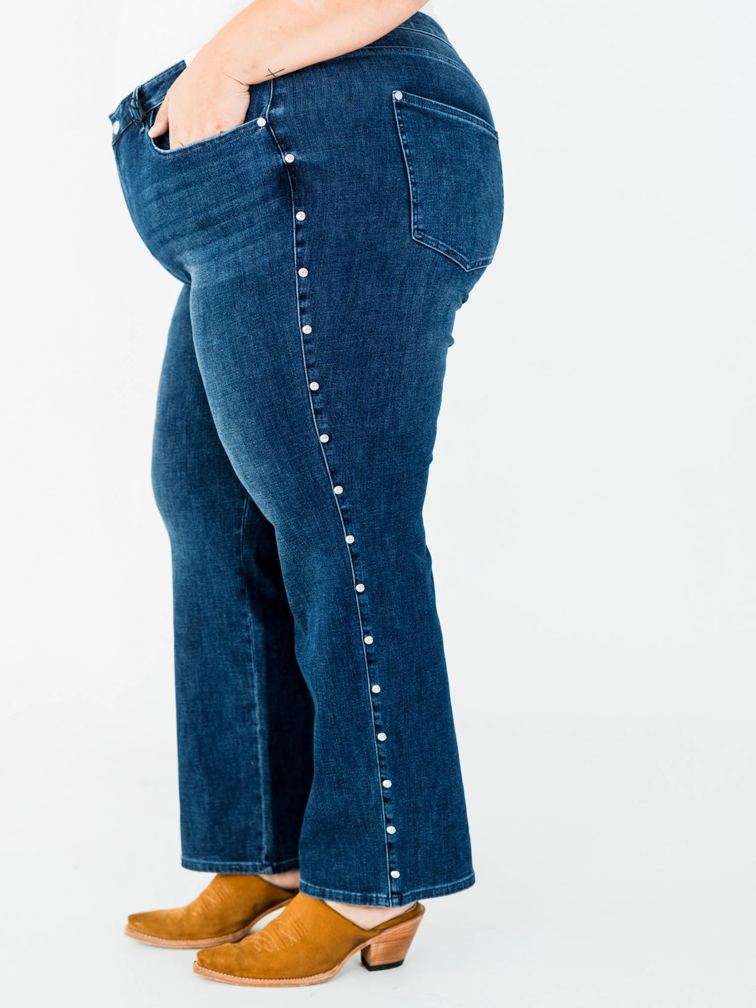 Judy Blue High-Waist Dome Studded Straight Jeans FINAL SALE - Image 8