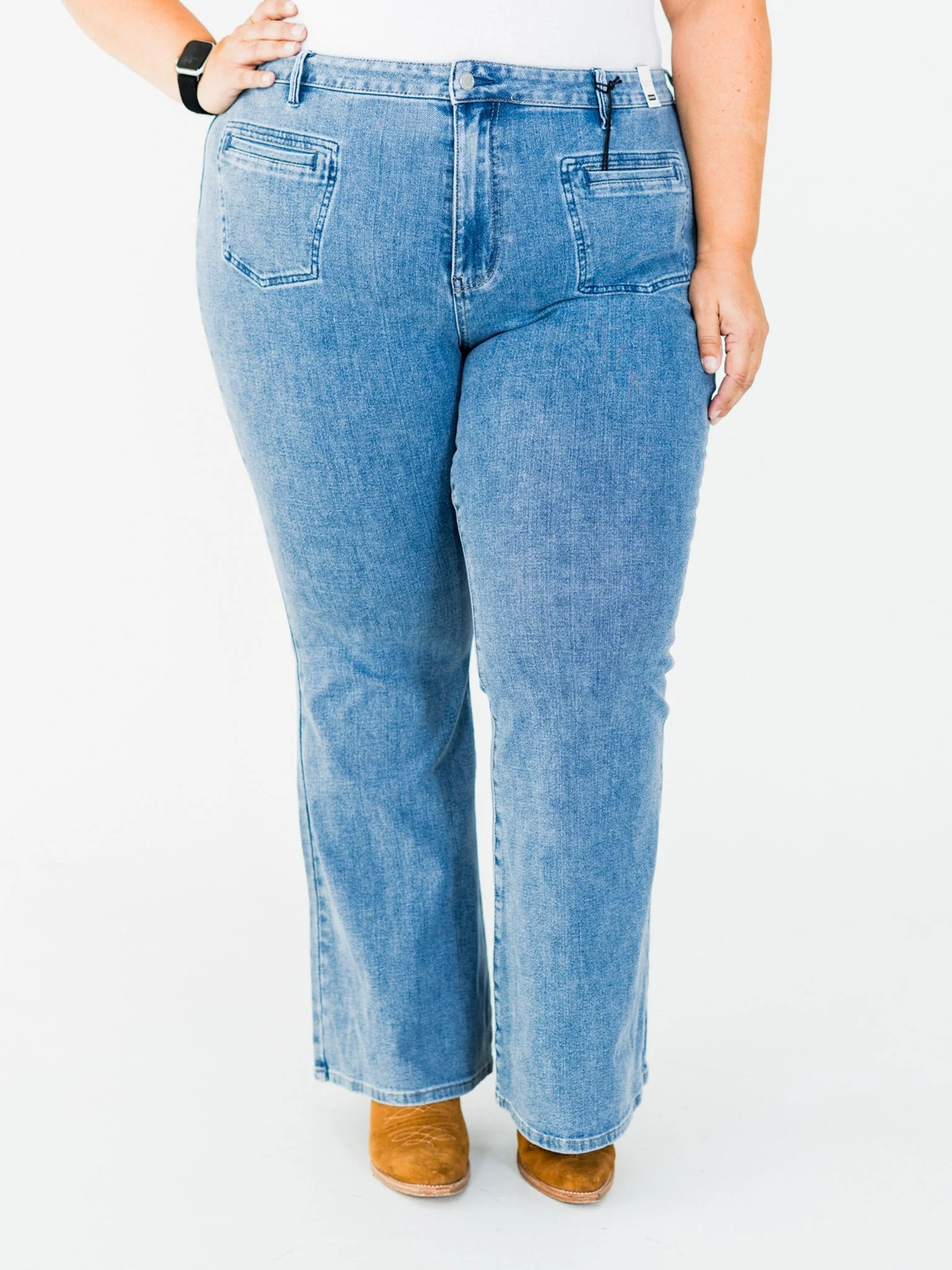 Judy Blue High Waist Flare Jeans With Front Patch Welt Pockets FINAL SALE - Image 13