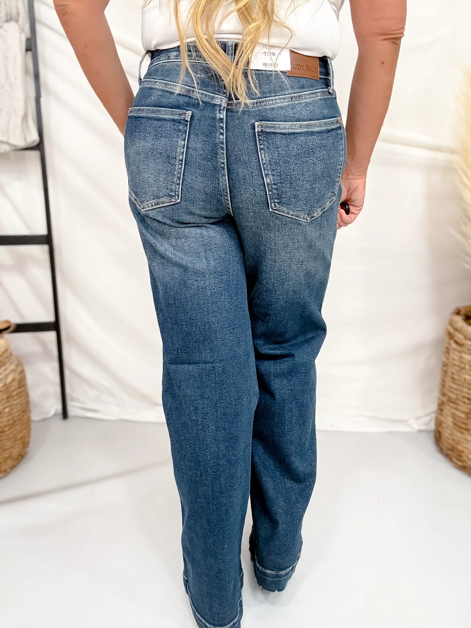Judy Blue High Waist Lux Retro Wide Leg Jeans W/ Patch Pockets - Image 11