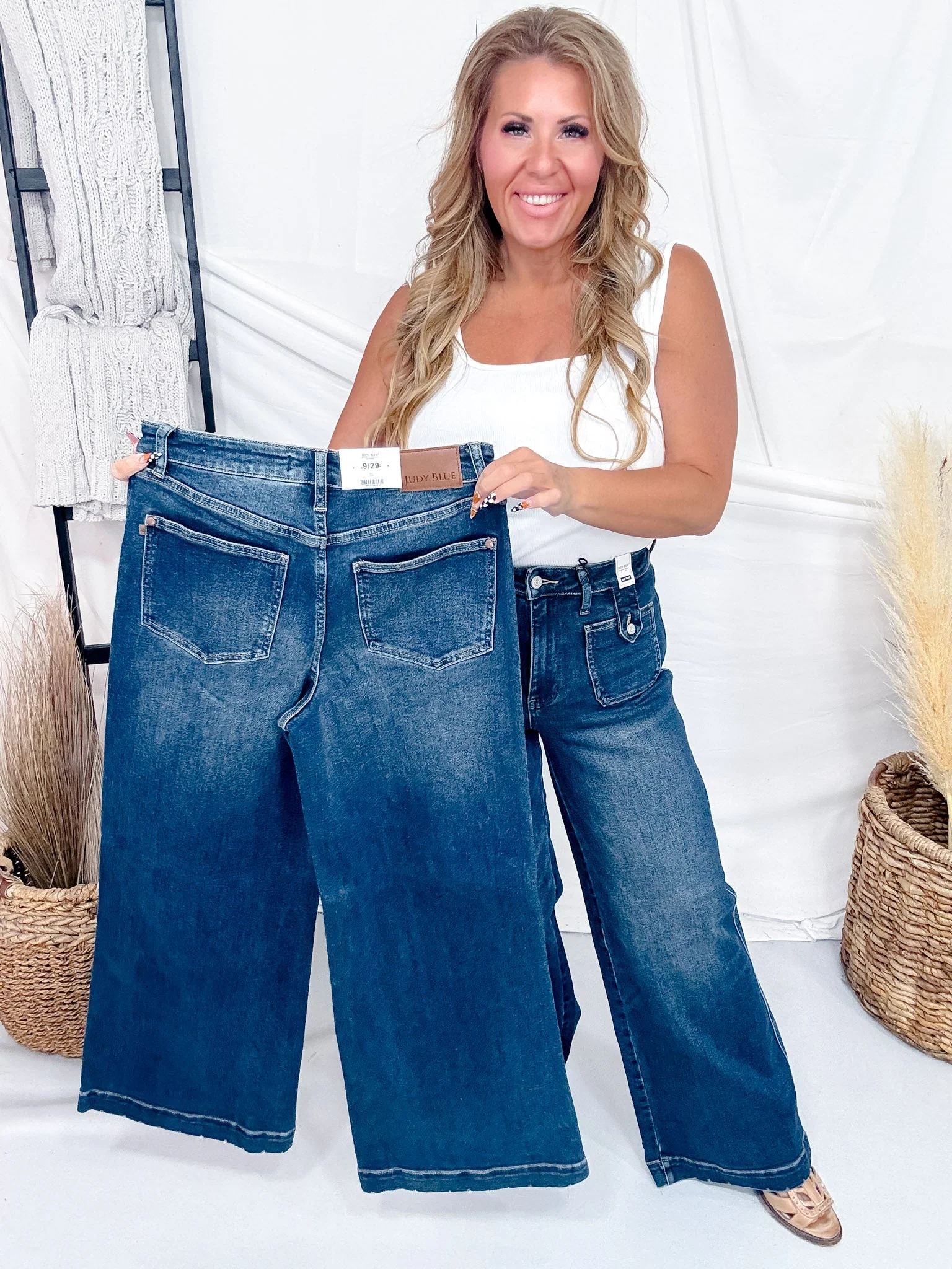 Judy Blue High Waist Lux Retro Wide Leg Jeans W/ Patch Pockets - Image 5