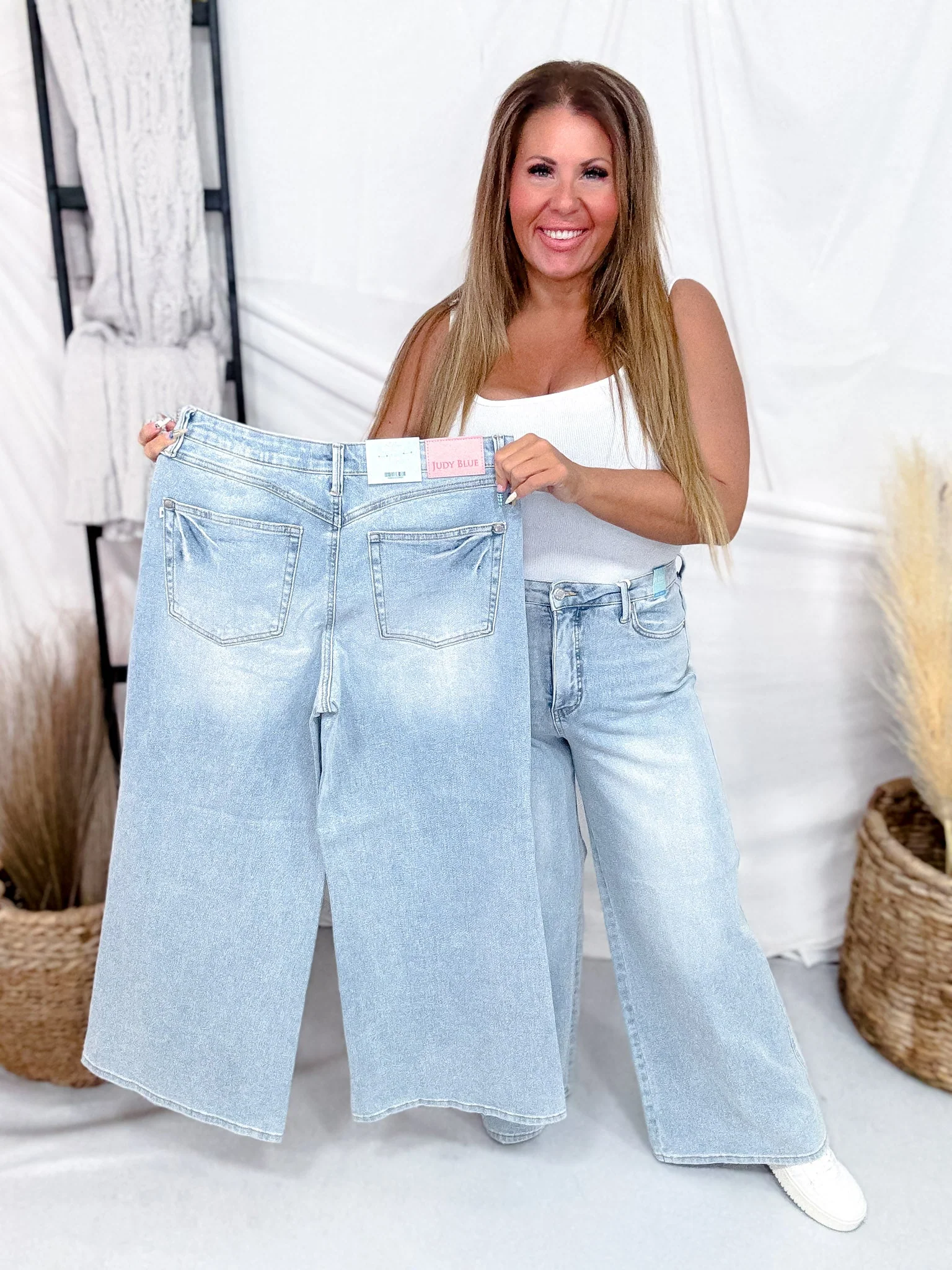 Judy Blue High Waist Petite Tummy Control Retro Wide Leg Jeans - Image 2