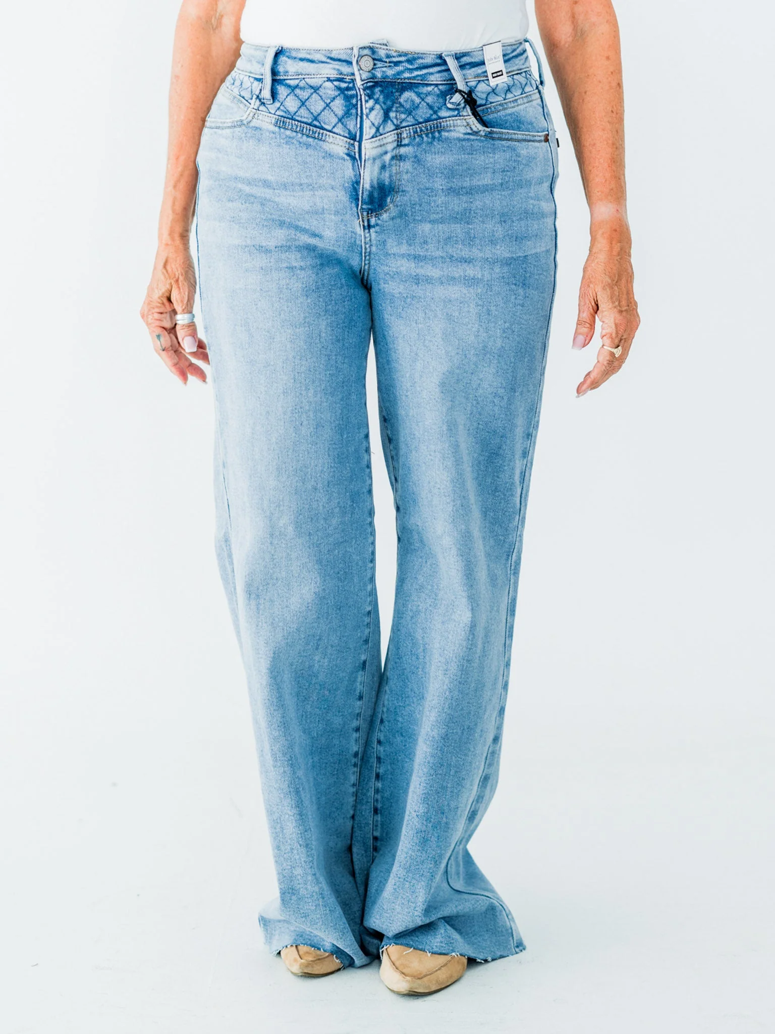 Judy Blue High Waist Retro Wide Jeans With Quilt Stitching FINAL SALE - Image 17