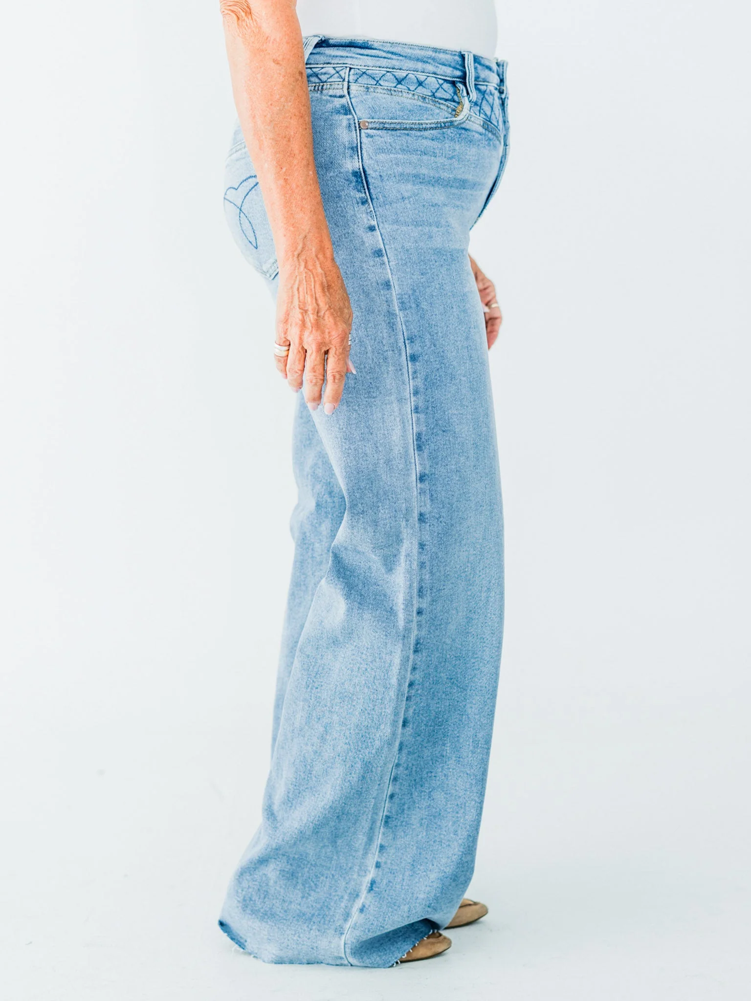 Judy Blue High Waist Retro Wide Jeans With Quilt Stitching FINAL SALE - Image 18