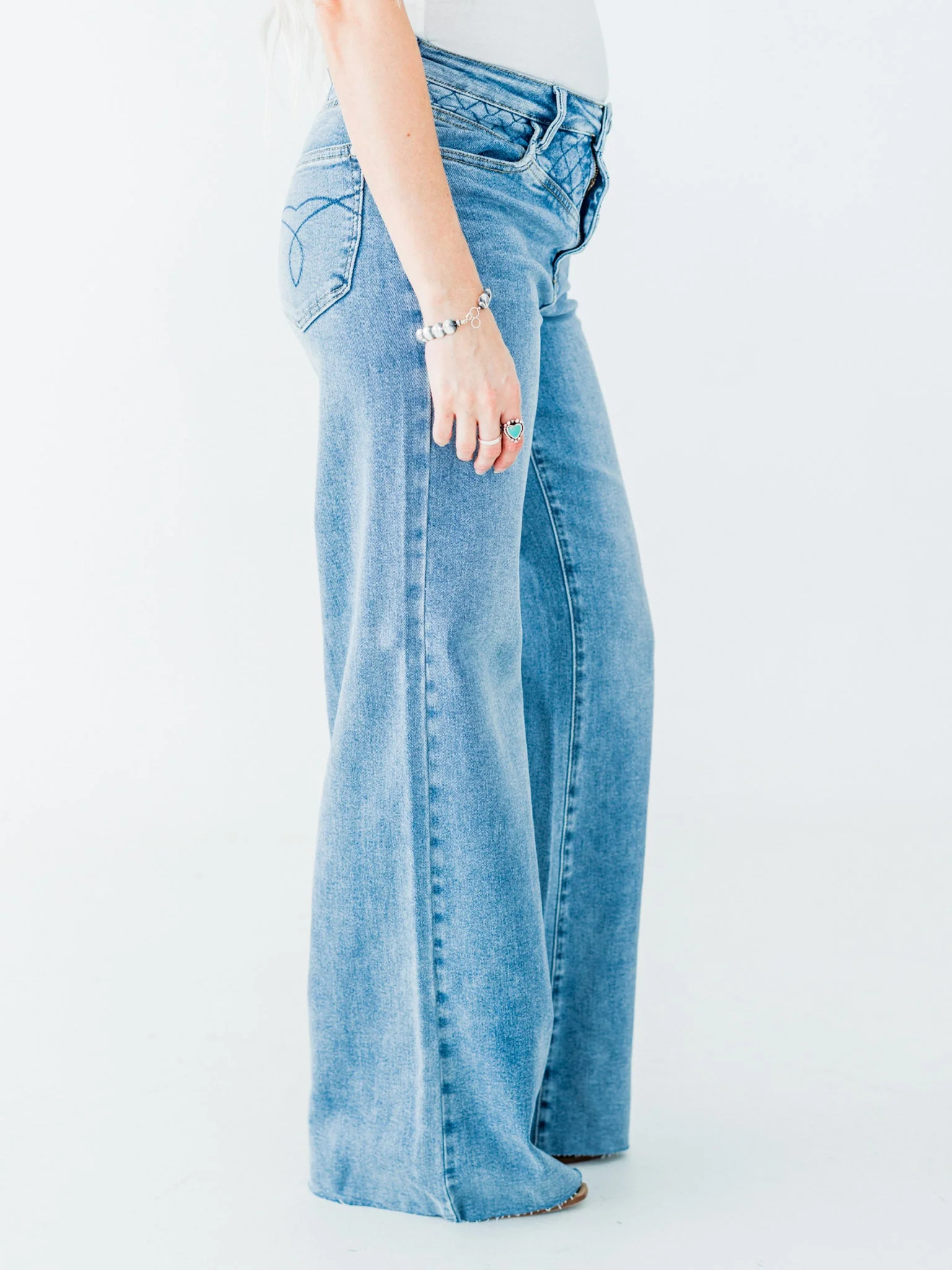 Judy Blue High Waist Retro Wide Jeans With Quilt Stitching FINAL SALE - Image 5