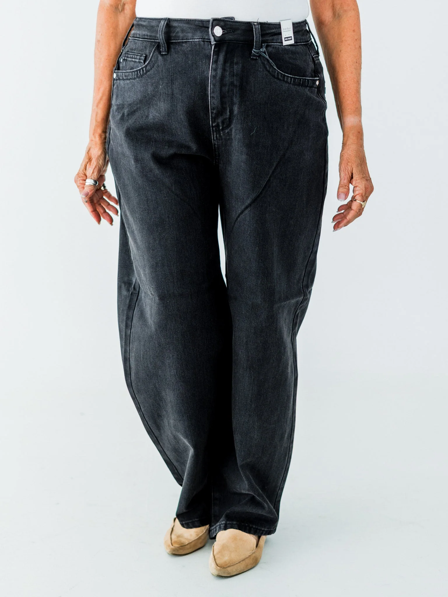 Judy Blue High Waist Rigid Magic Barrel Black Denim Arc Trousers FINAL SALE - Image 14