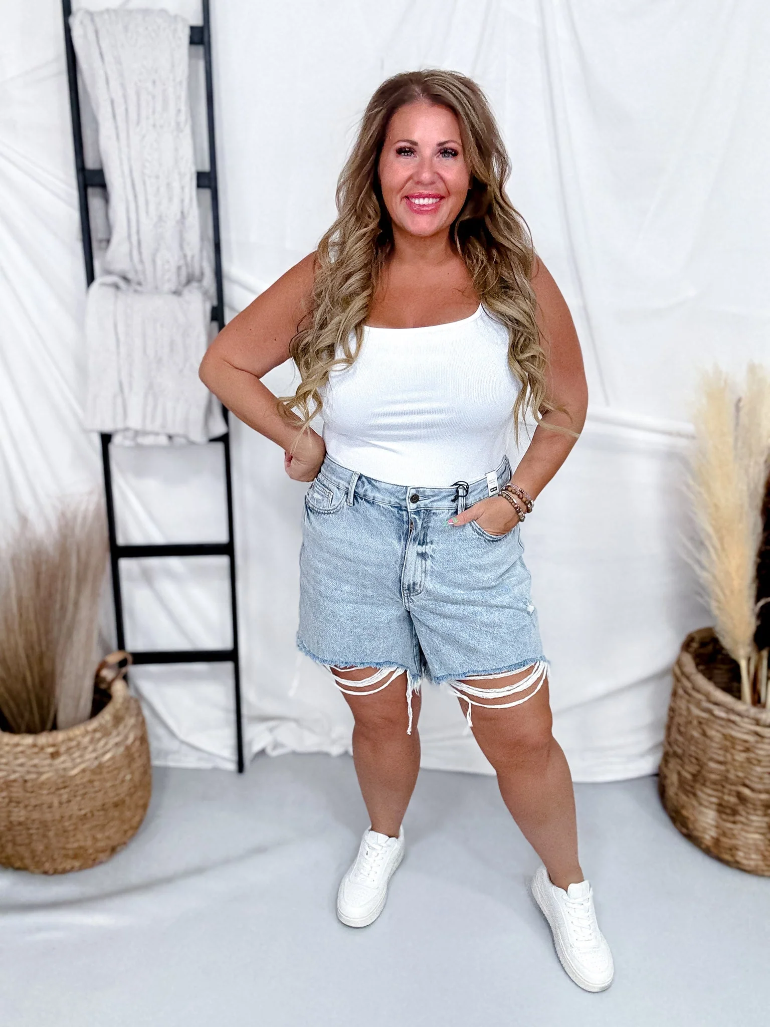Judy Blue High Waist Rigid Magic Dad Shorts W/ Cell Phone Pocket - Image 6