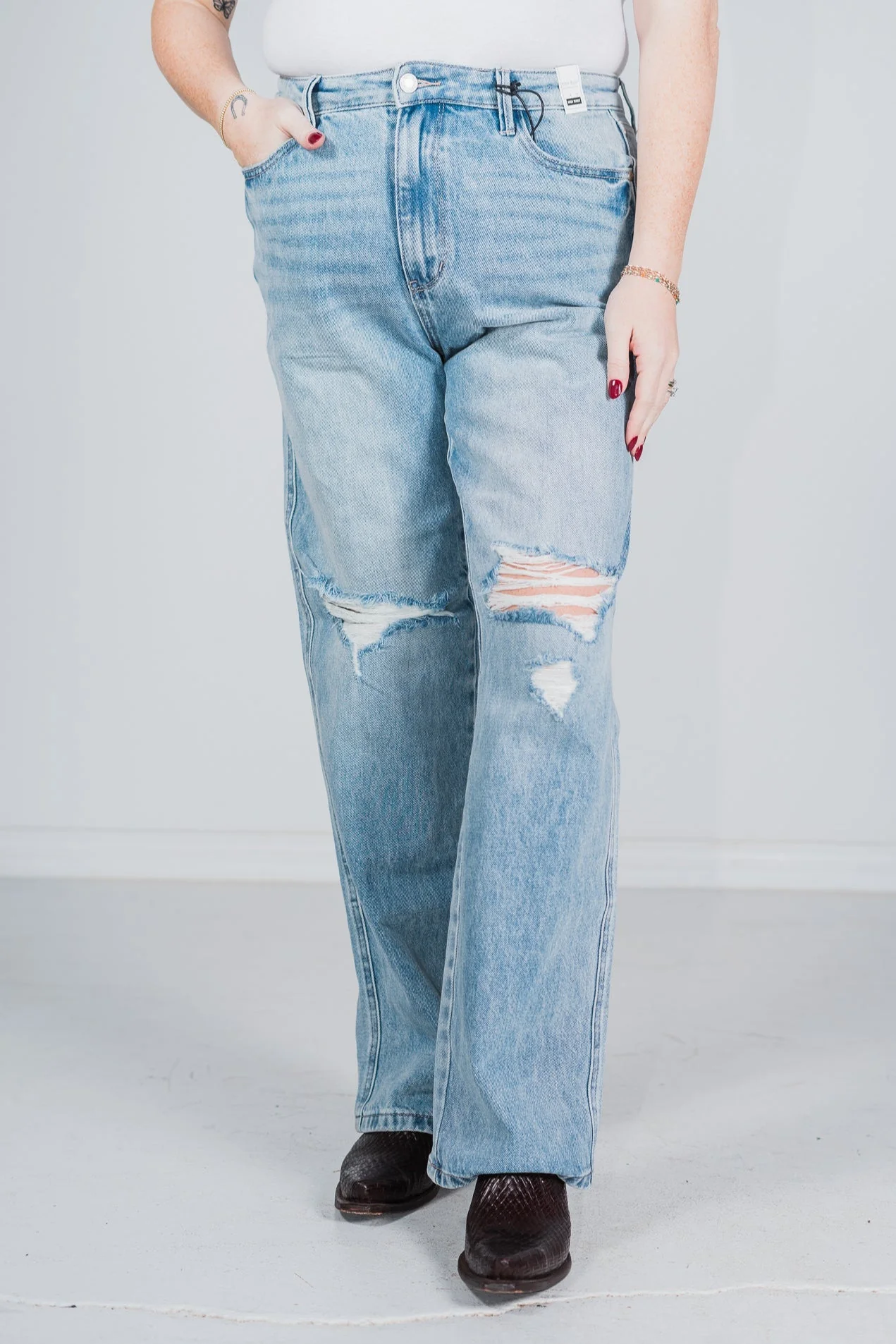 Judy Blue High Waist Rigid Magic Destroy 90's Straight Jeans FINAL SALE - Image 12