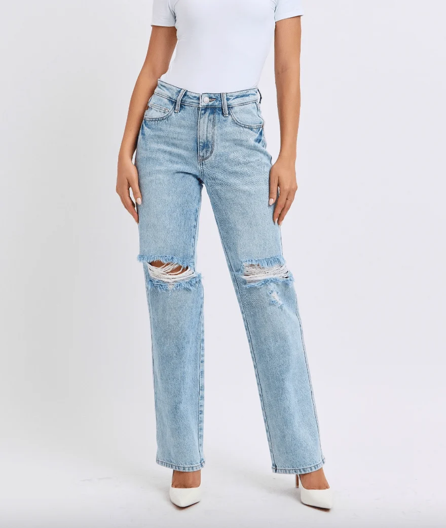 Judy Blue High Waist Rigid Magic Destroy 90's Straight Jeans FINAL SALE - Image 15
