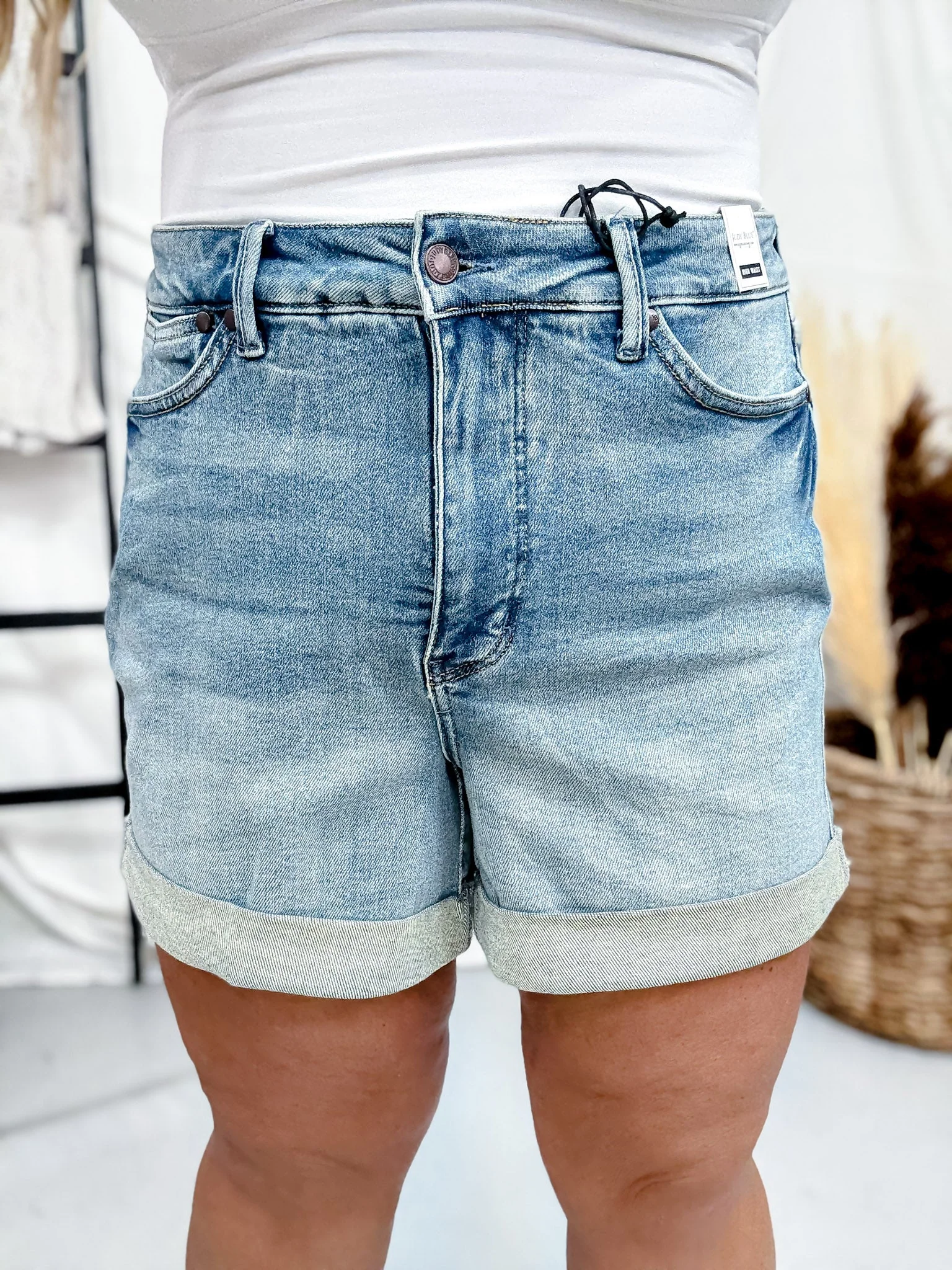 Judy Blue High-Waist Slim Short Light Wash Denim Tummy Control Shorts FINAL SALE - Image 5