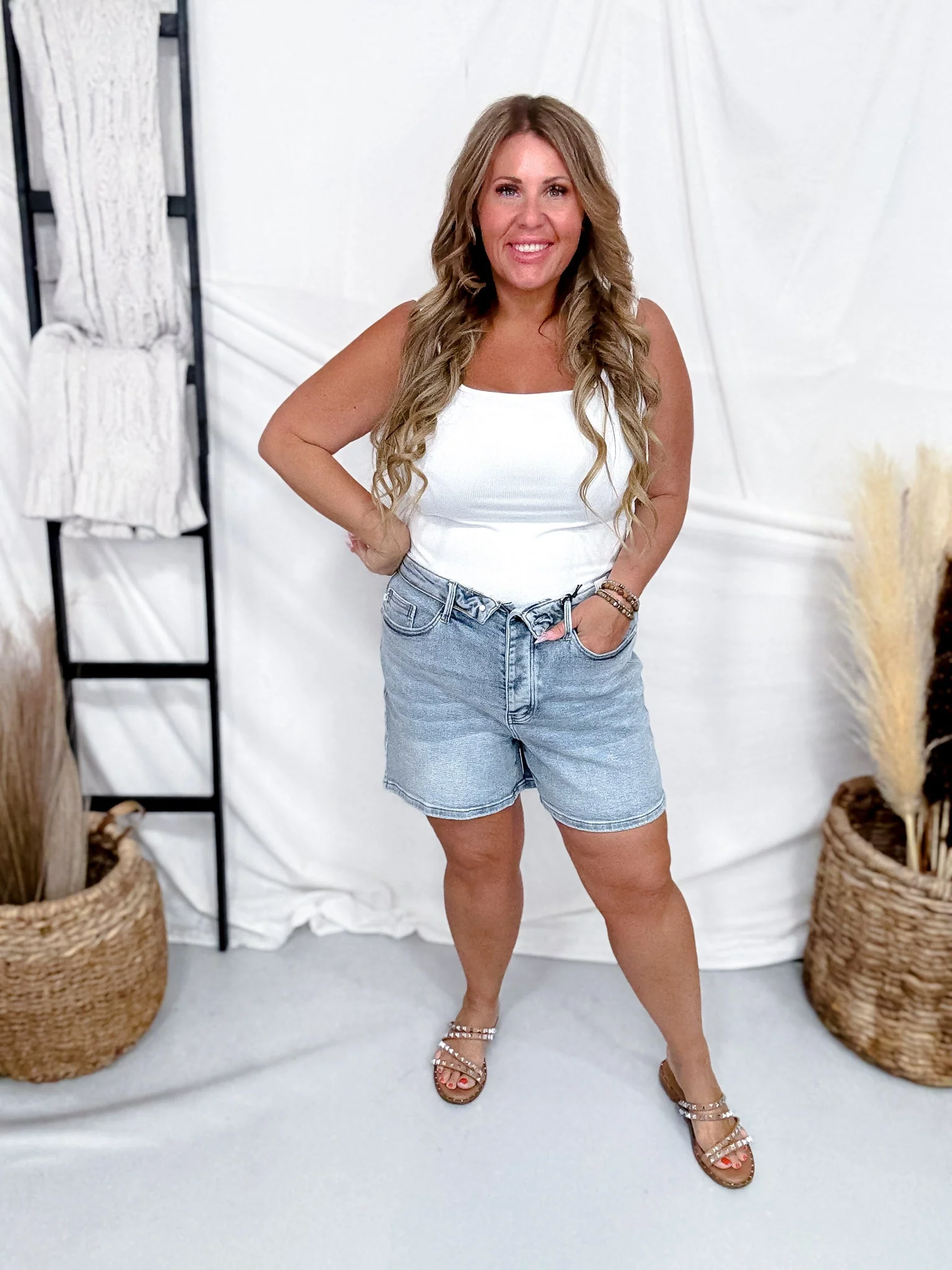 Judy Blue High Waist Slim Shorts With Foldover Waistband - Image 6