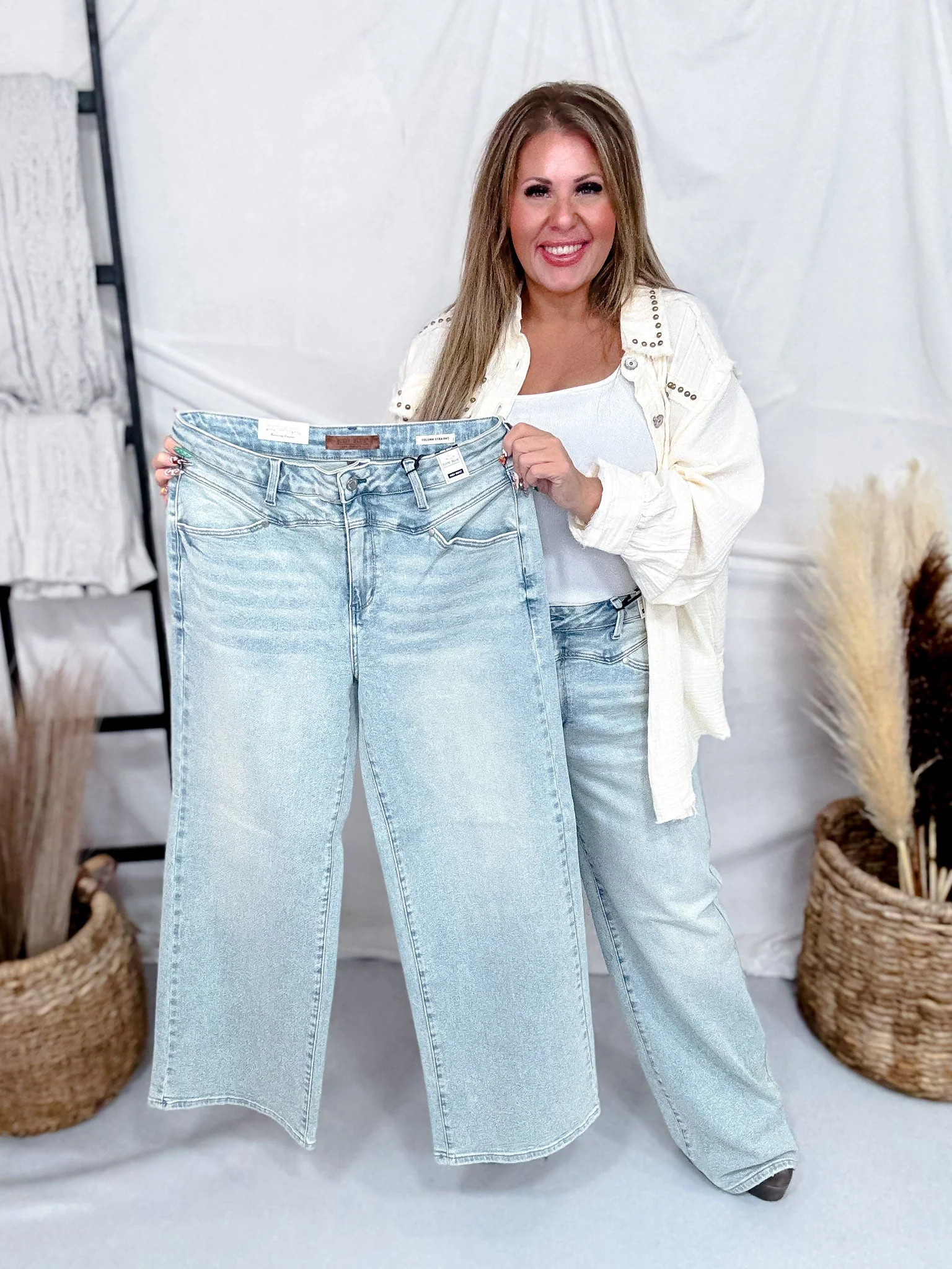 Judy Blue High Waist Straight Jeans With Stitched Waist FINAL SALE