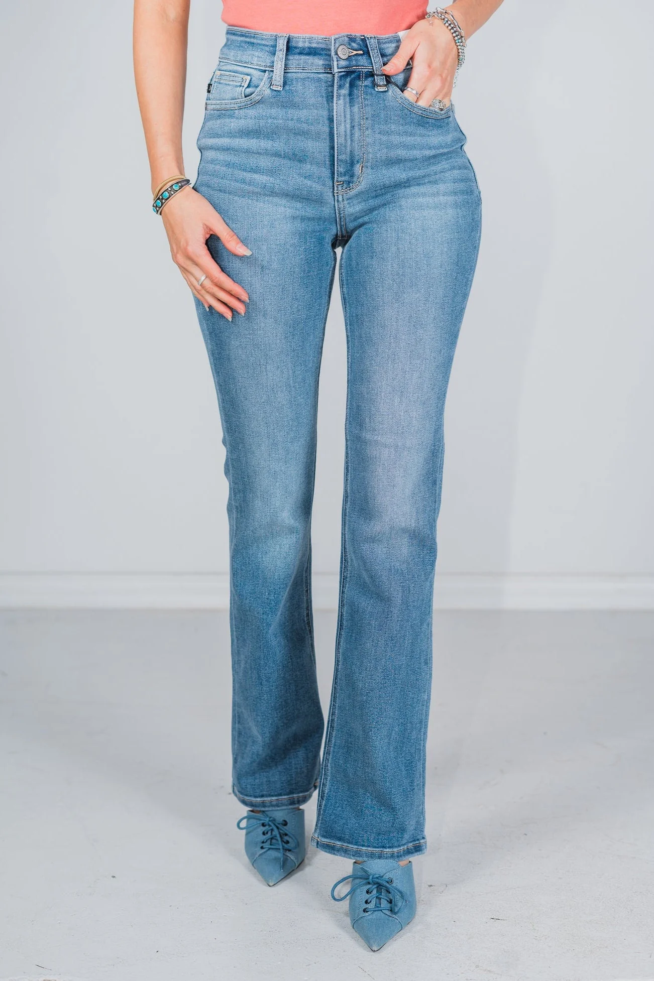 Judy Blue High Waisted Classic Contrast Bootcut Jeans