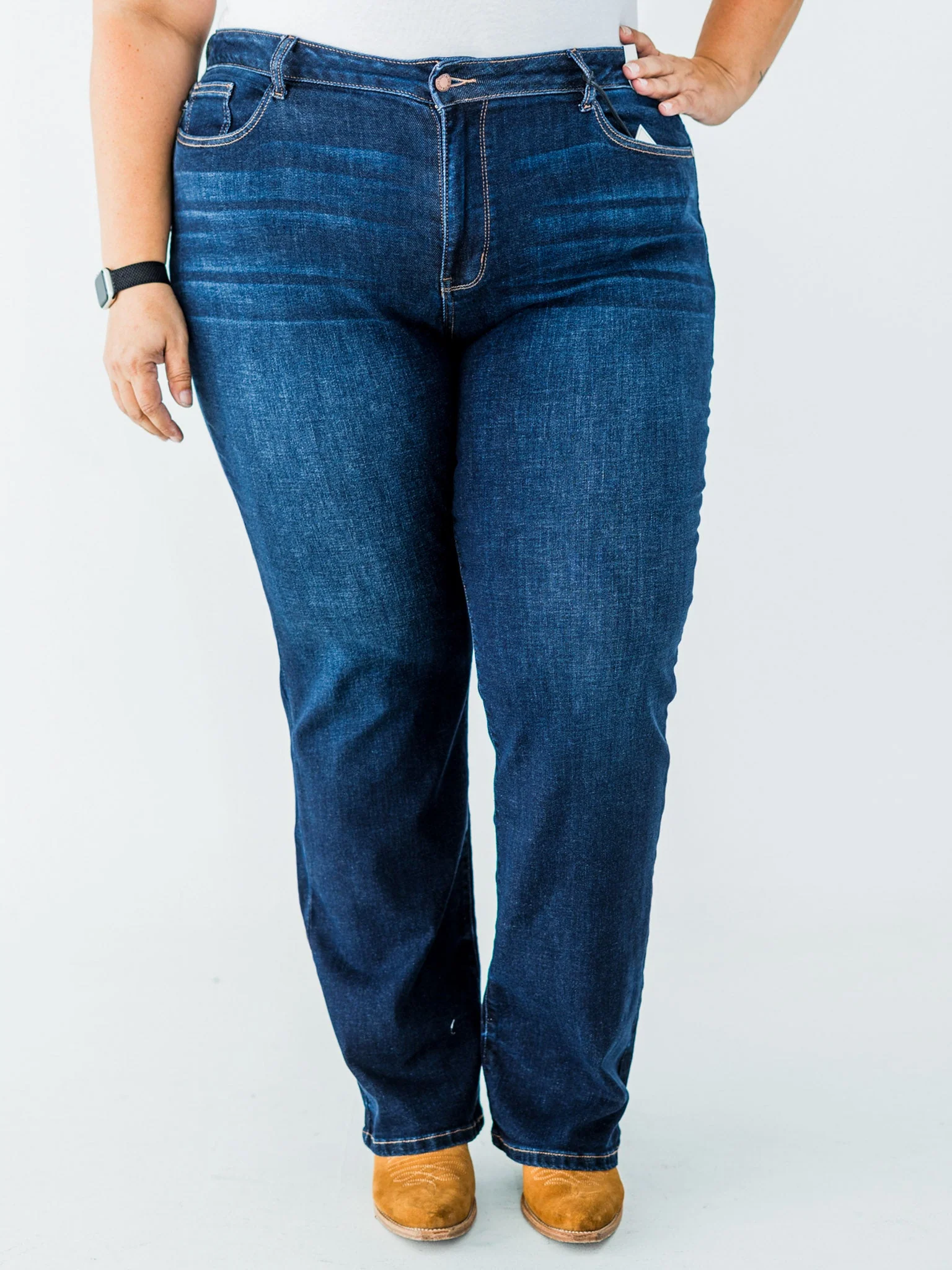 Judy Blue Mid Rise Classic Straight Leg Dark Wash Jeans (Short/Regular/Long) FINAL SALE - Image 9
