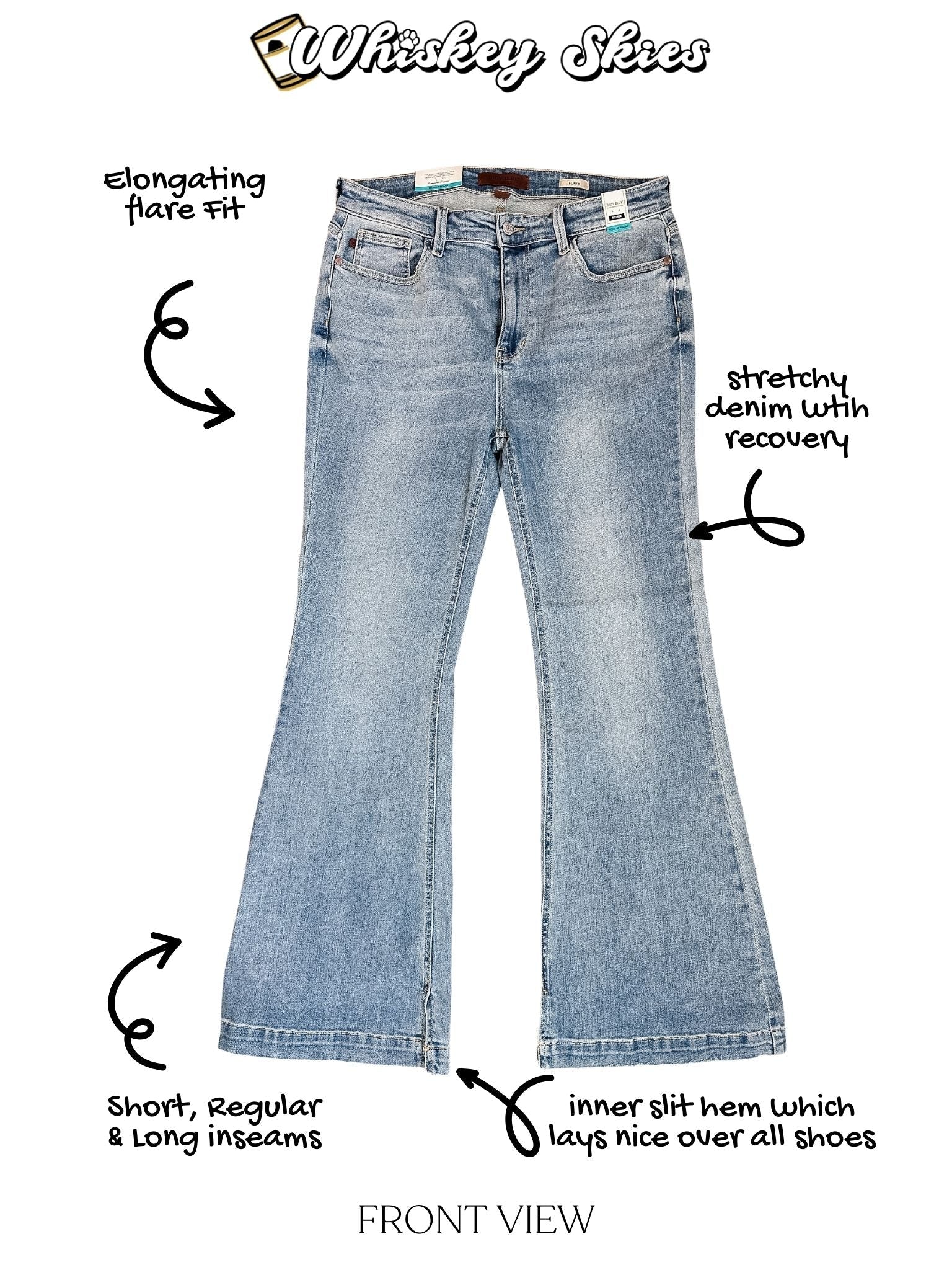 Judy Blue Mid Rise Flare Jeans With Slit Hems (Three Inseams) - Image 3