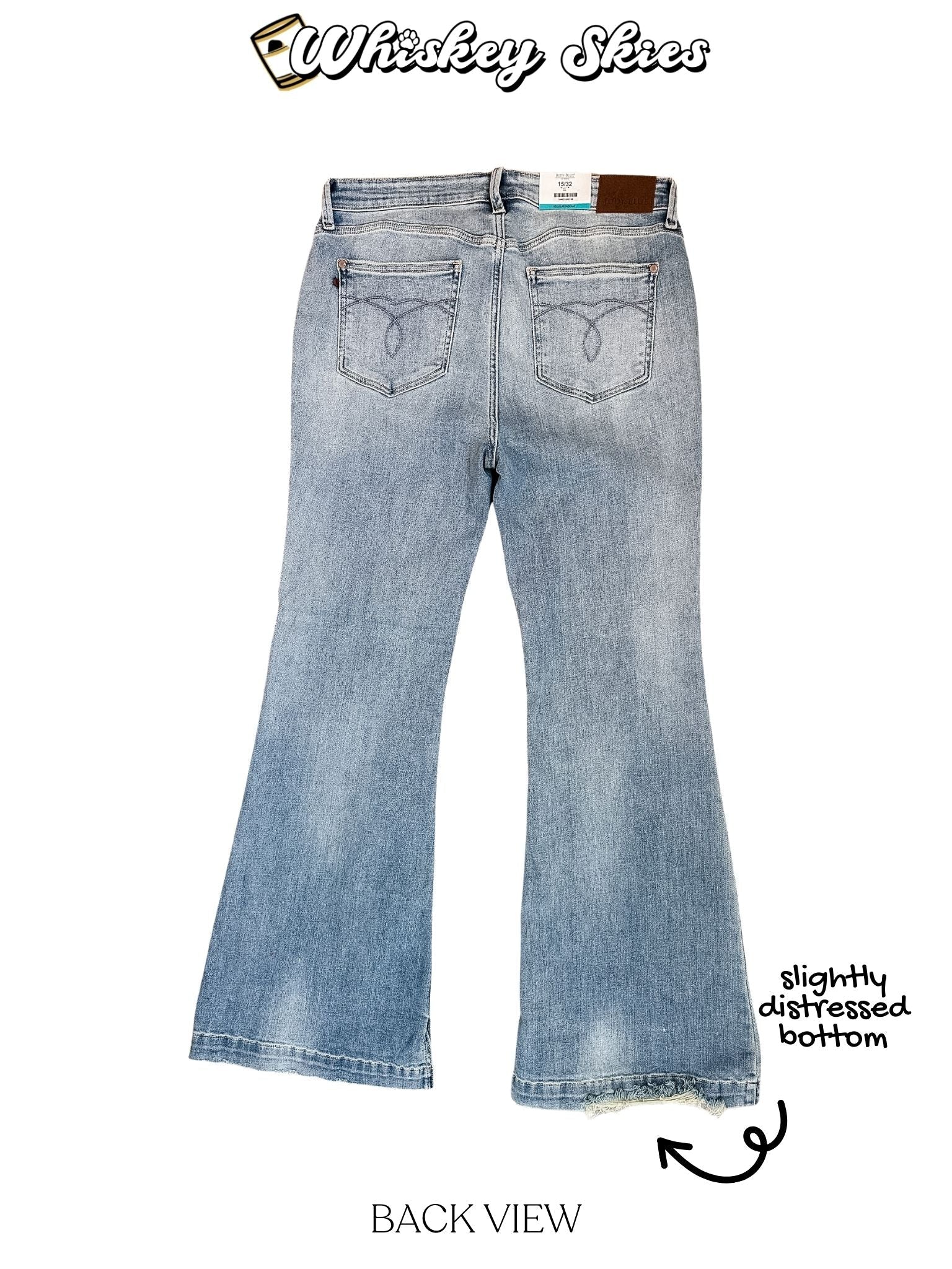 Judy Blue Mid Rise Flare Jeans With Slit Hems (Three Inseams) - Image 4