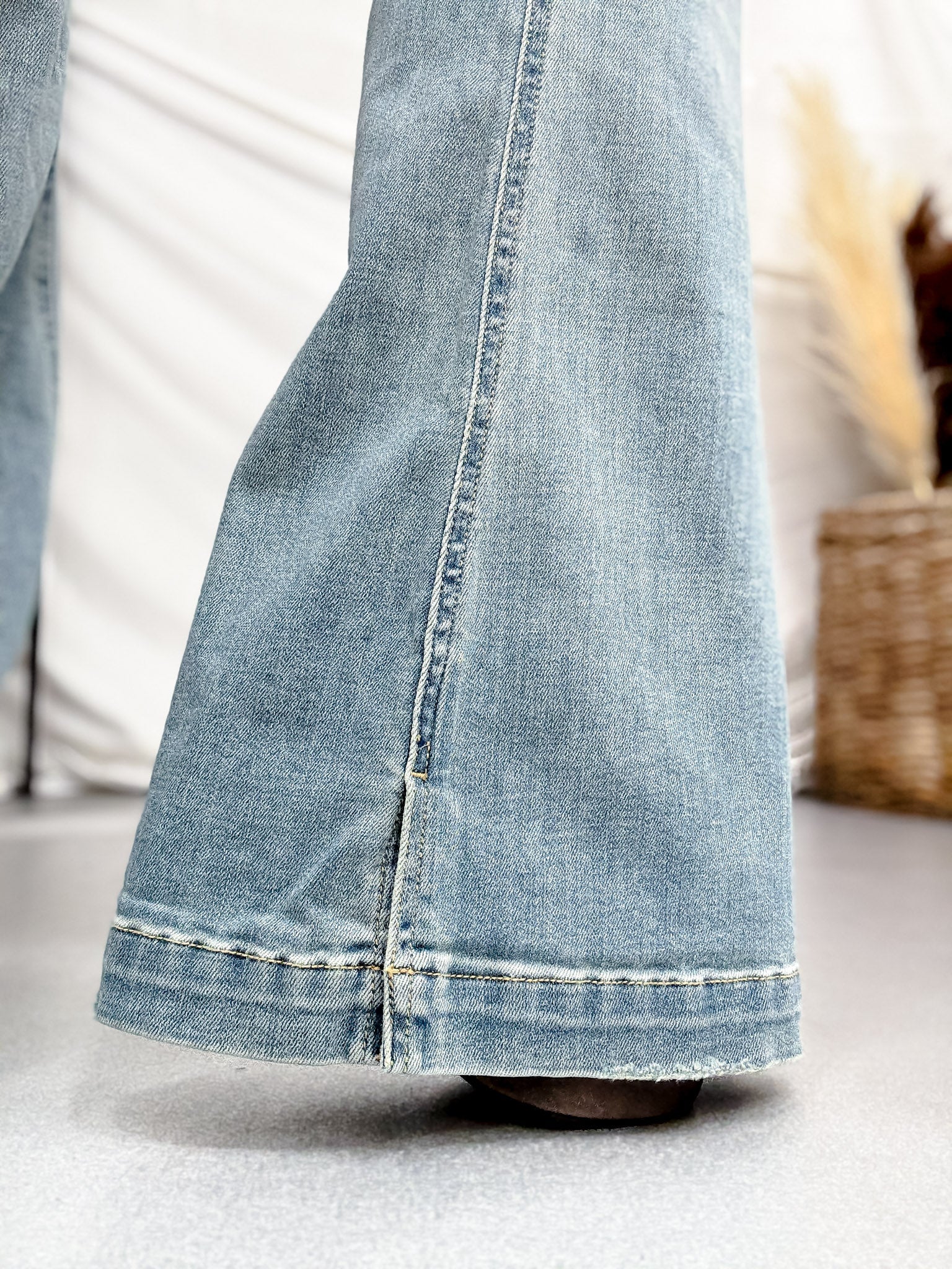 Judy Blue Mid Rise Flare Jeans With Slit Hems (Three Inseams) - Image 9