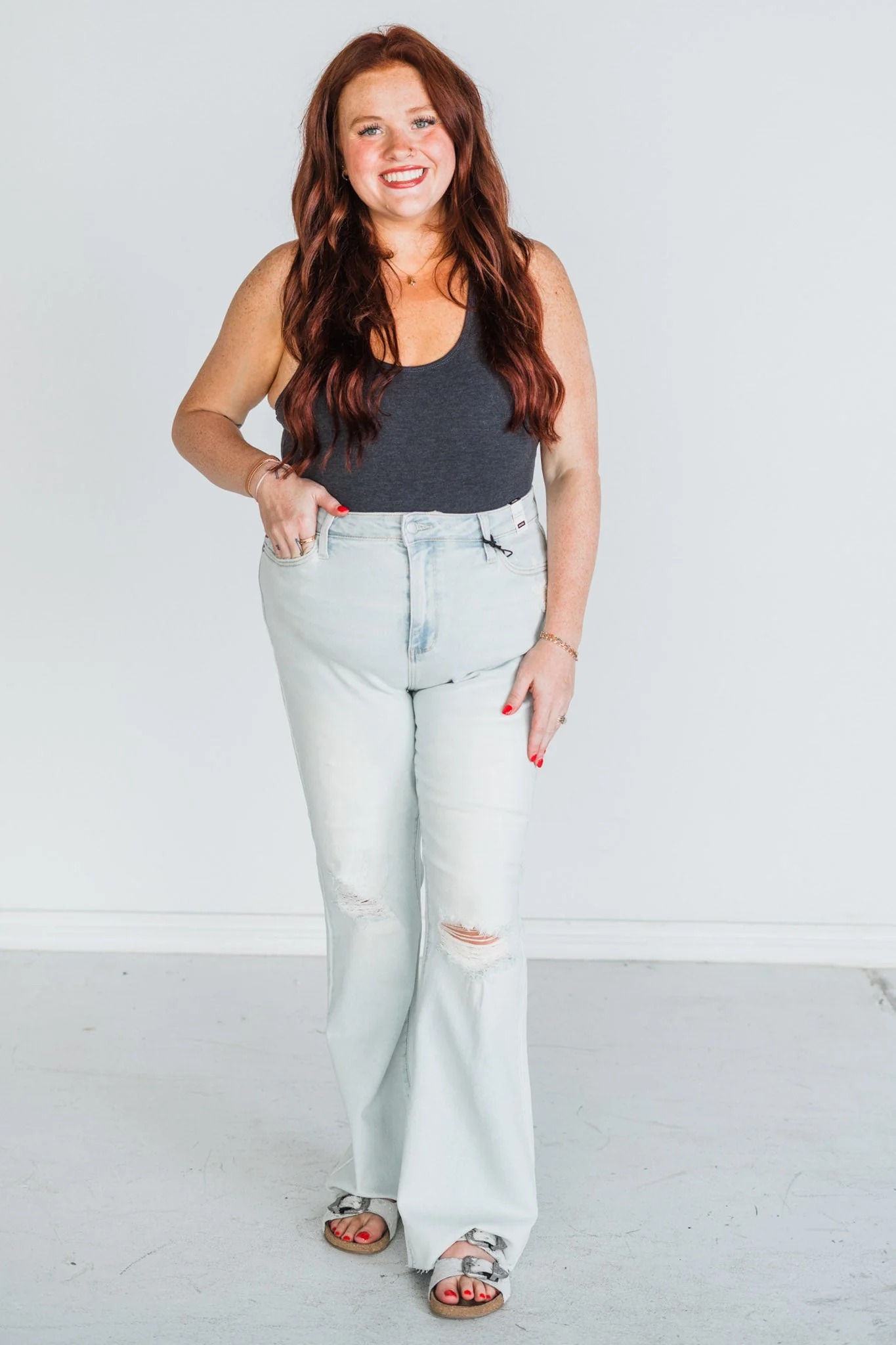 Judy Blue Mid-Rise & Fray Hem Bootcut Jeans - Image 14