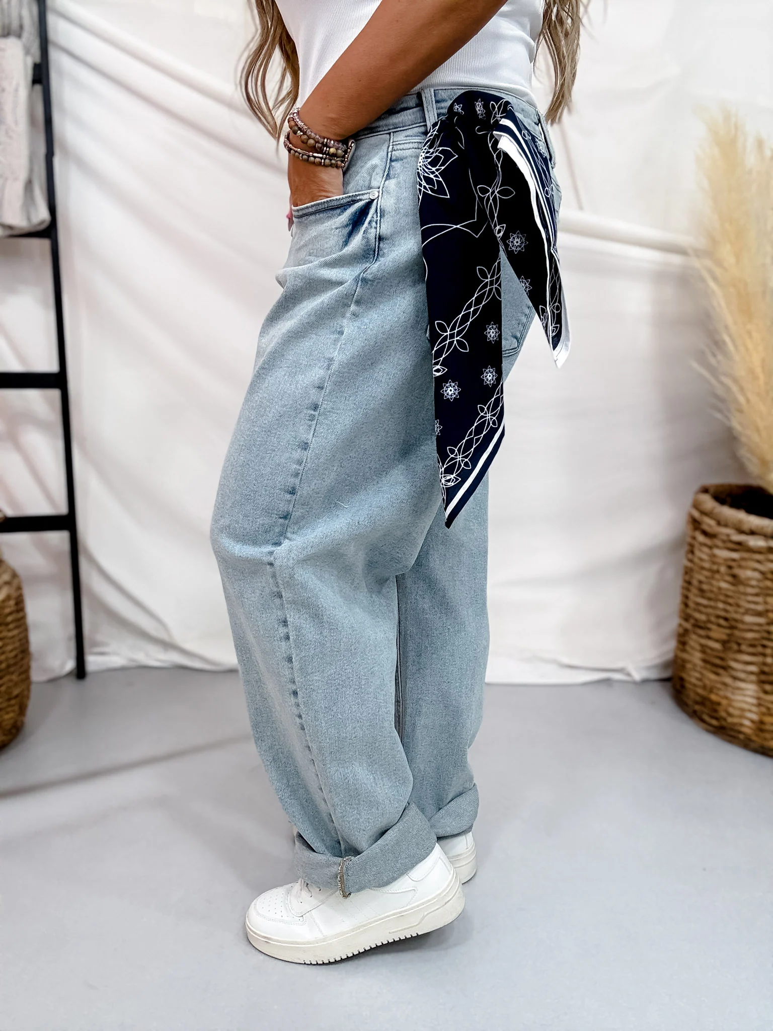 Judy Blue Mid-Rise Marlow Arc Leg W/ Bandana Loop Jeans - Image 7