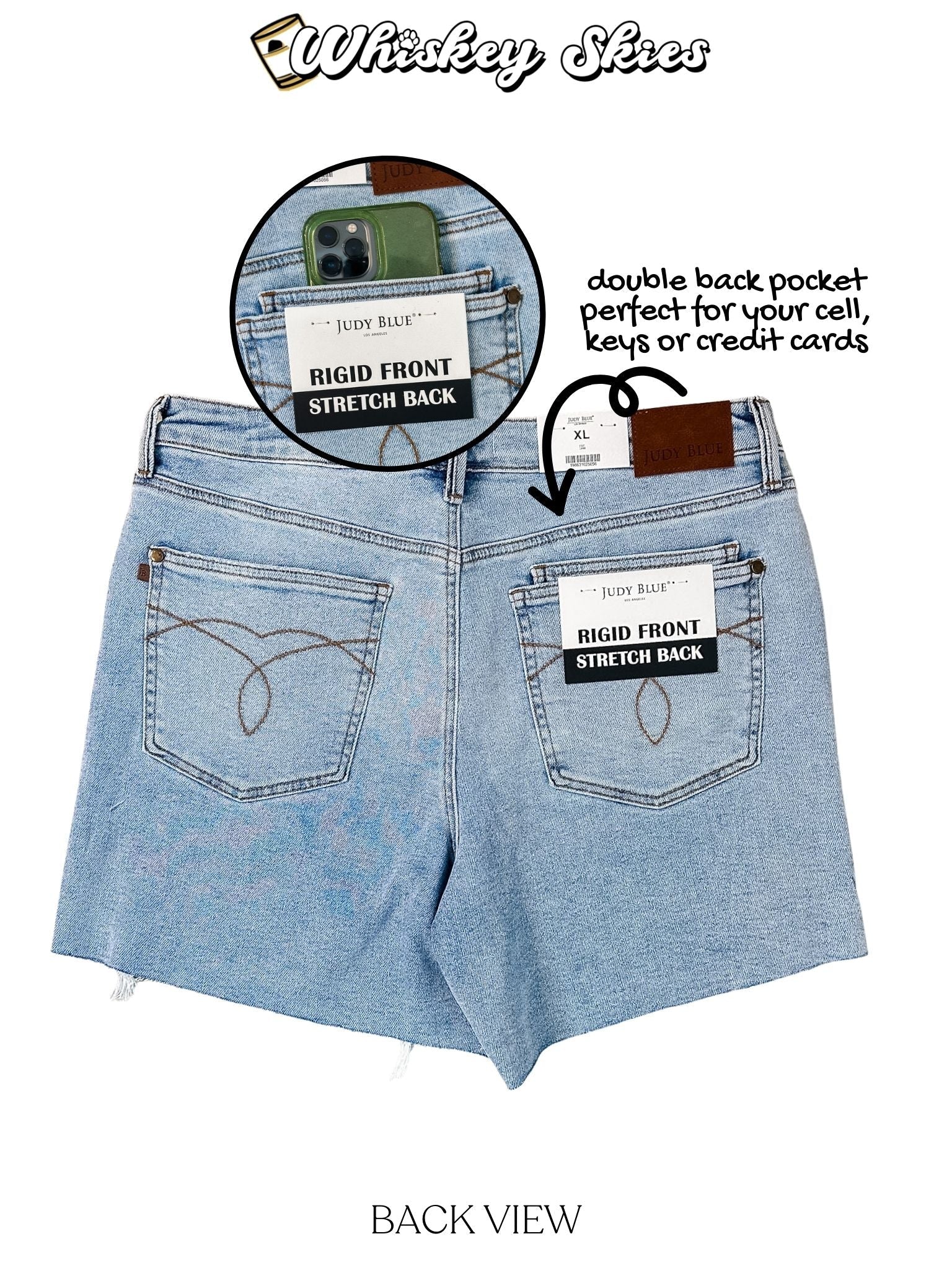 Judy Blue Mid Rise Rigid Magic Dad Shorts W/ Cell Phone Pocket - Image 5