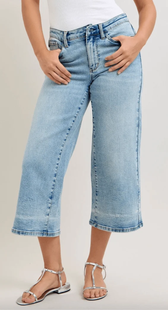 Judy Blue Mid Rise Wide Leg Cropped Jeans - Image 11