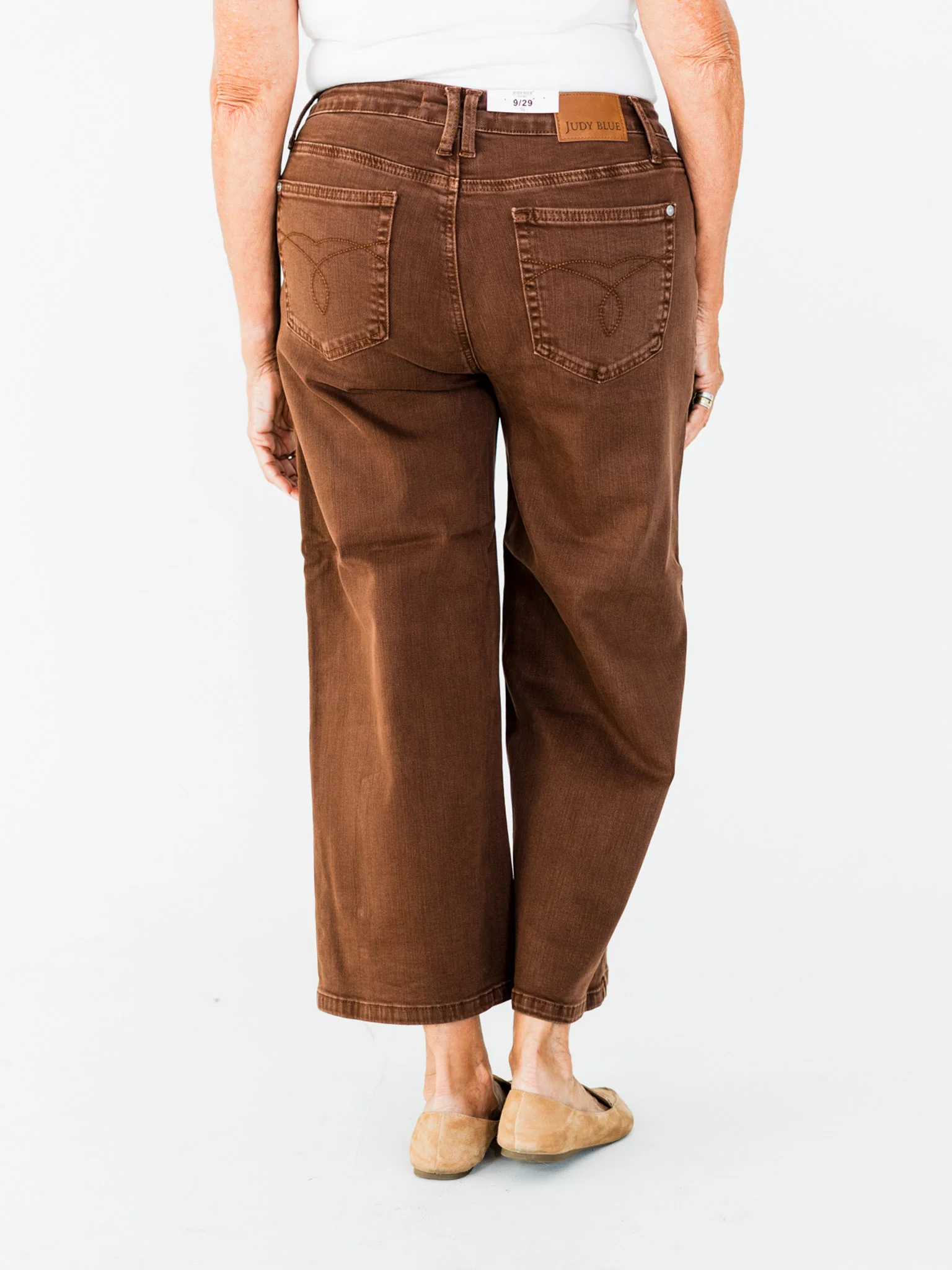 Judy Blue Mid-Rise Wide Leg Cropped Maple Garment Dyed Utility Pocket Jeans FINAL SALE - Image 3