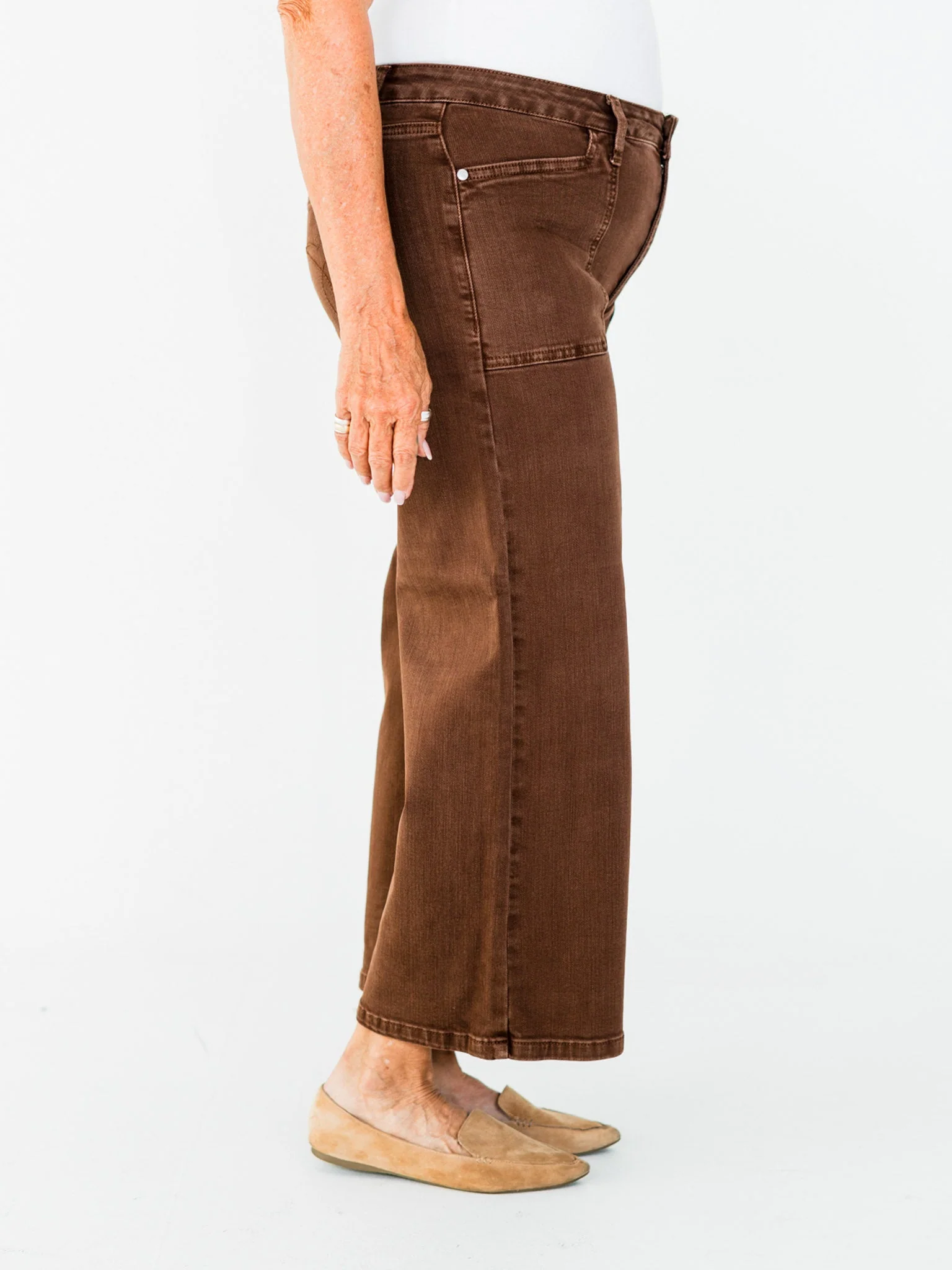 Judy Blue Mid-Rise Wide Leg Cropped Maple Garment Dyed Utility Pocket Jeans FINAL SALE - Image 4